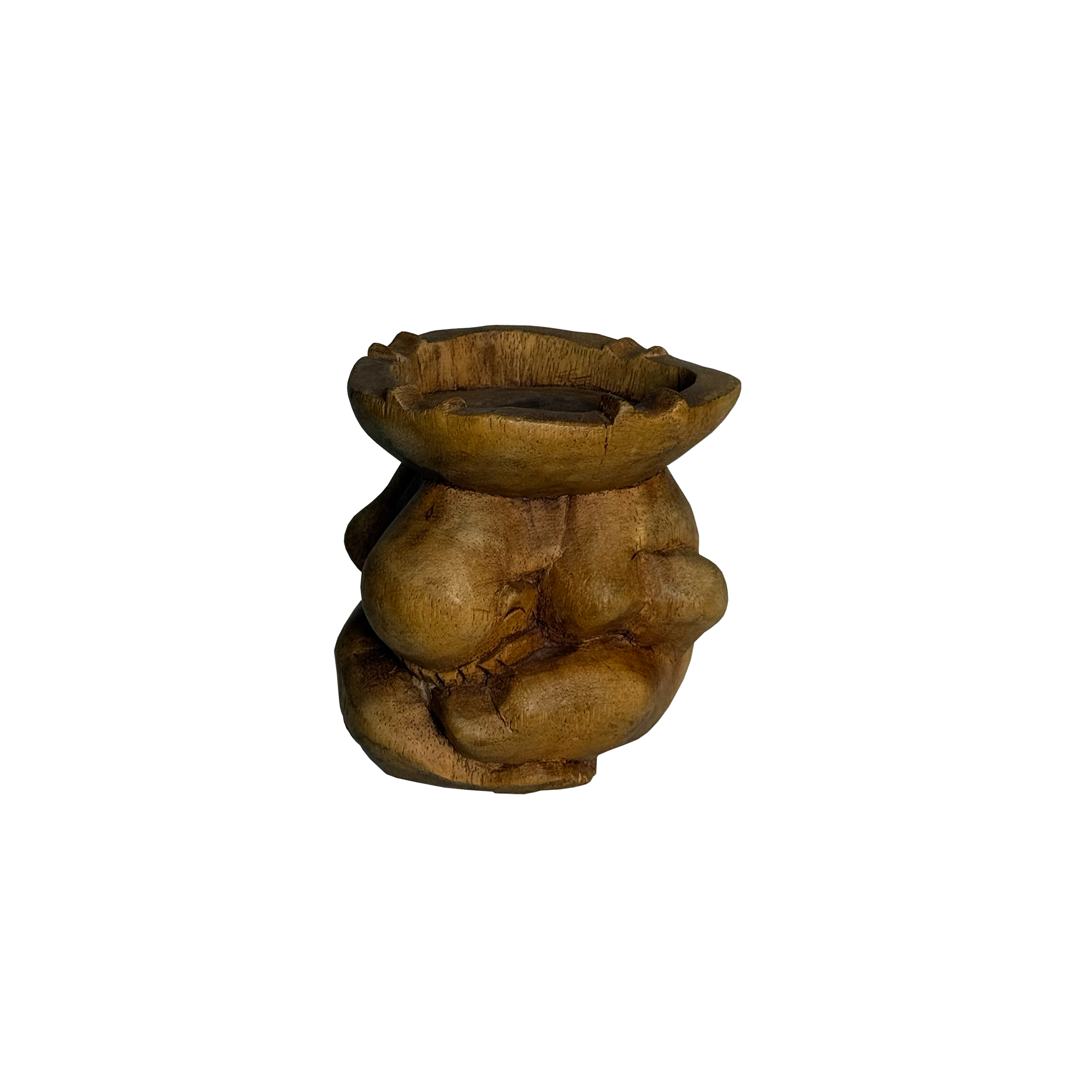 Carved Wooden Ashtray of a Man