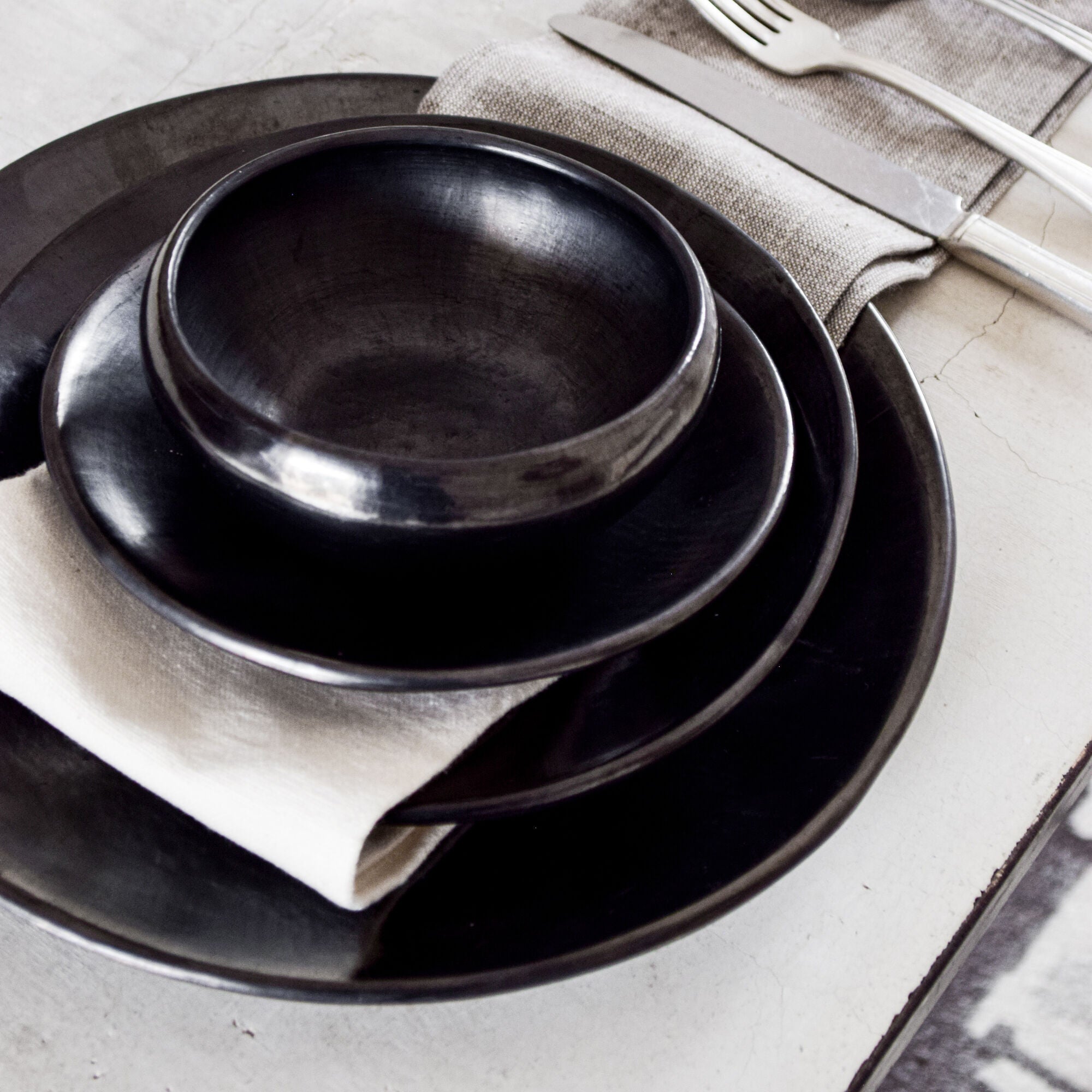 Elena Black Salad Plate
