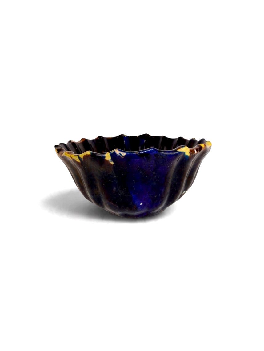 Large Oaxacan Chorreado Bowl No. 2 by Embajada Vintage, handcrafted ceramic tableware with vibrant blue and white chorreado pattern.