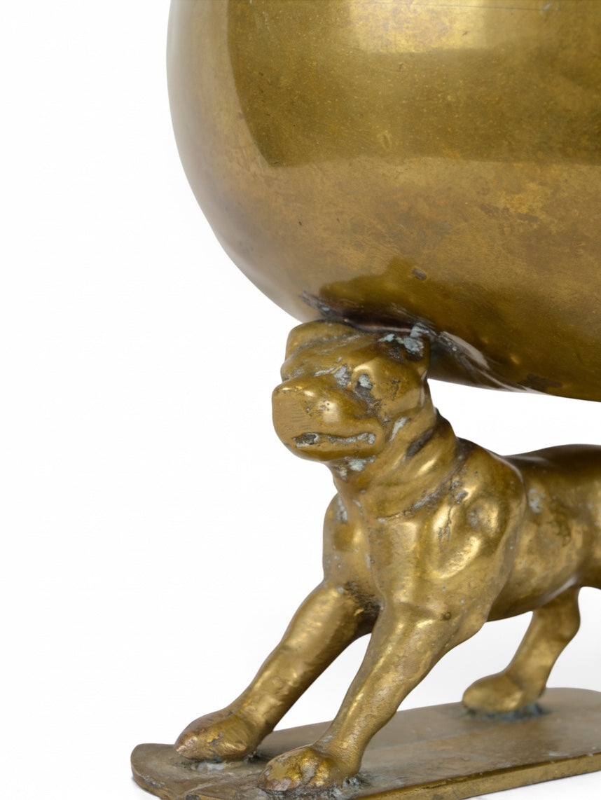 Dog With Golden Brass Bowl