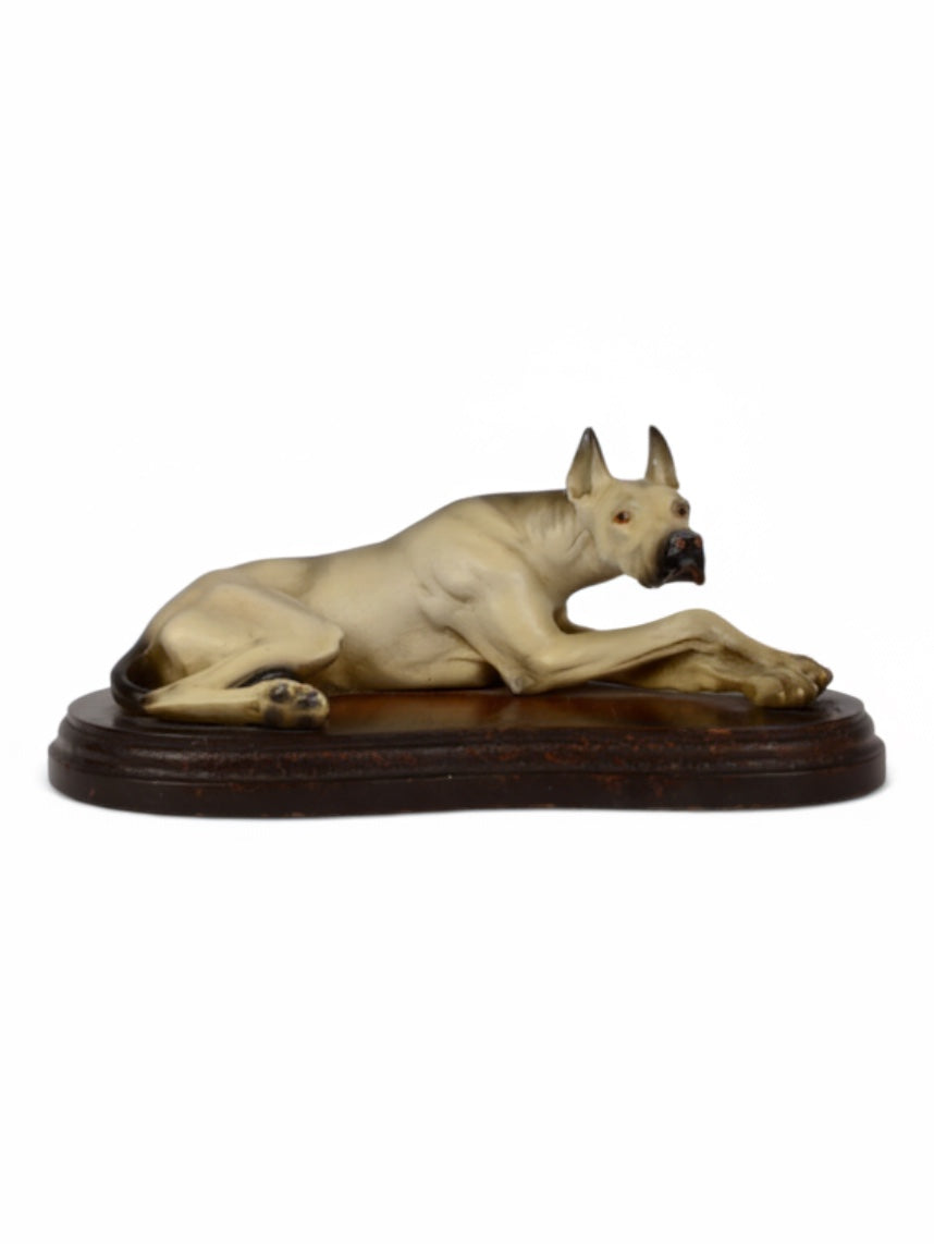 Cast Iron Dog On Wooden Base