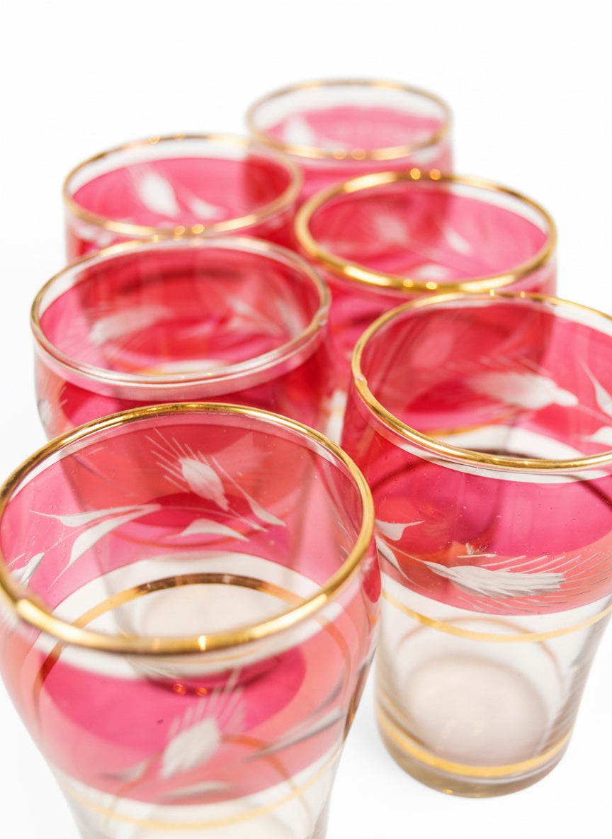 Vintage Ruby Cocktail Glasses (Set of Six)