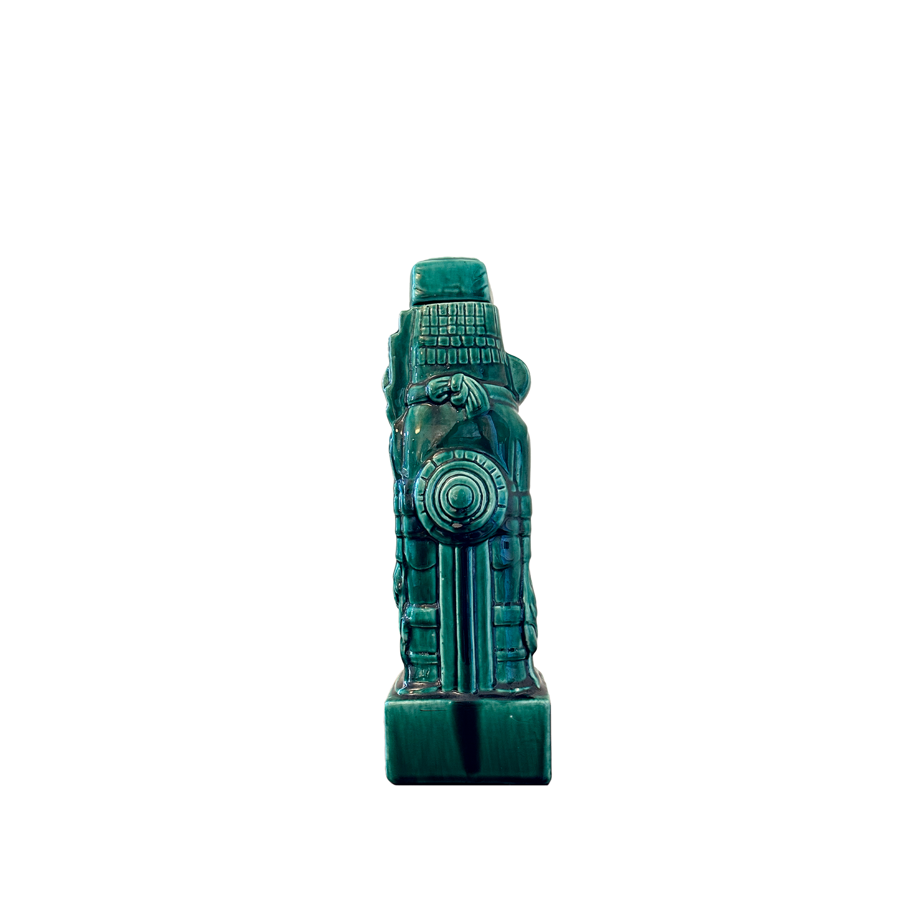 Vintage Green Ceramic Decanter of an Atlantean Statue from Tula
