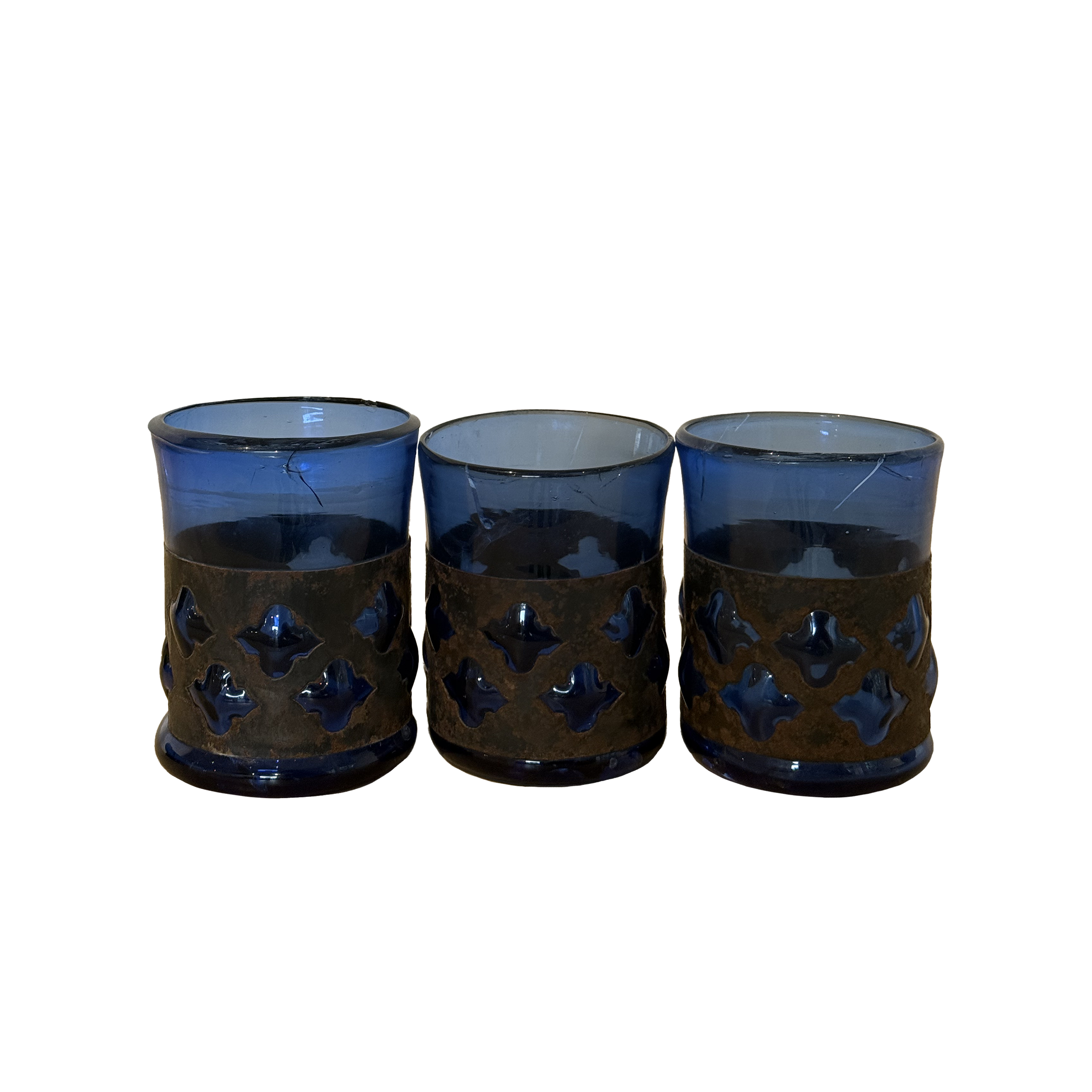 Feders Steel and Hand Blown Glass Votive Holders