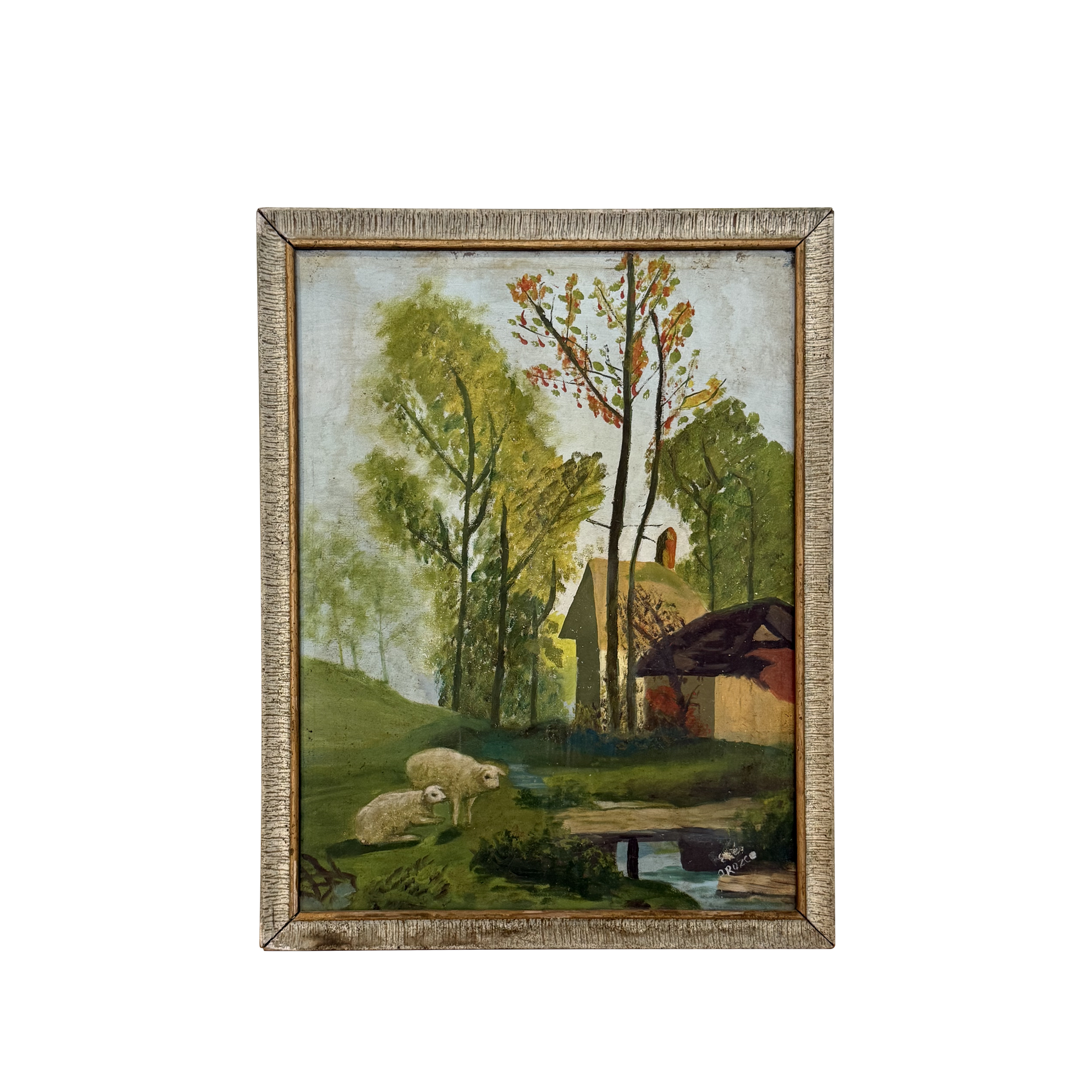 Vintage Townscape Oil Painting