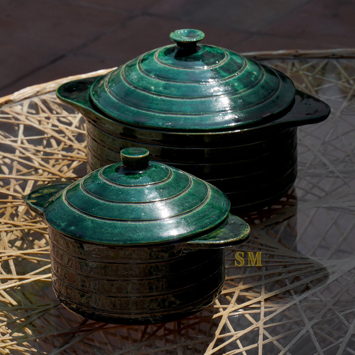 Verde Circular Pot Green Clay