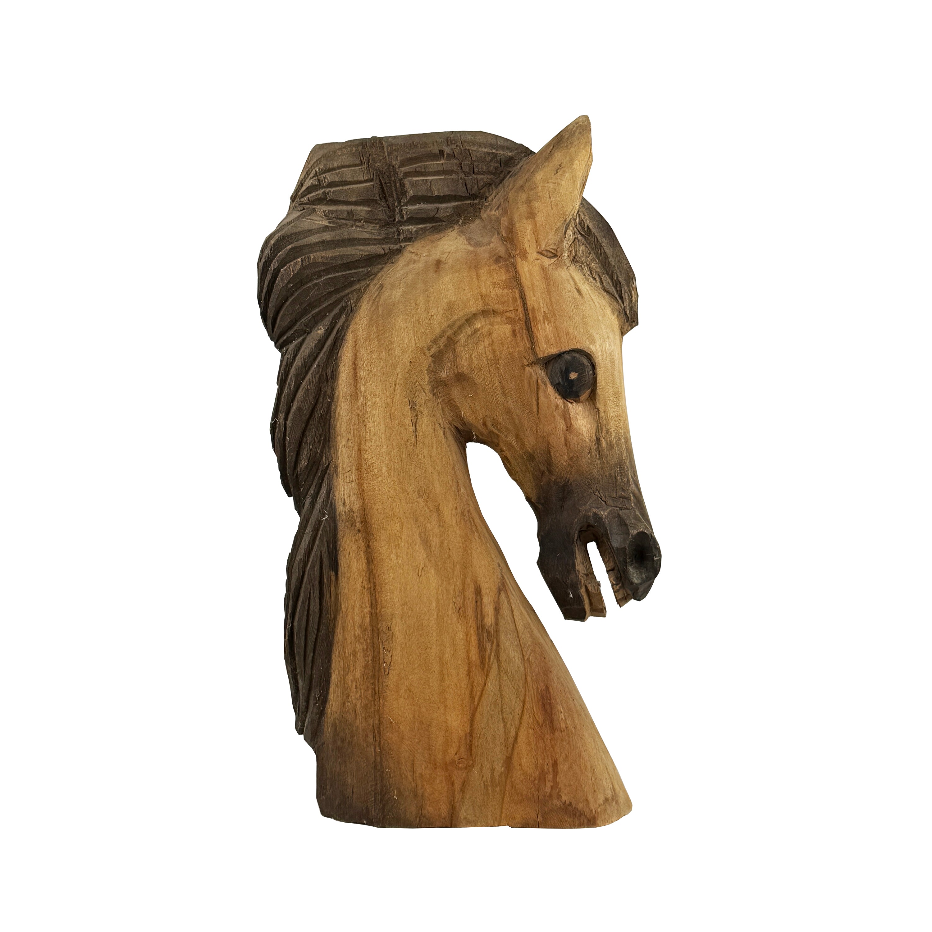 Hand Carved Wooden Horse Bust