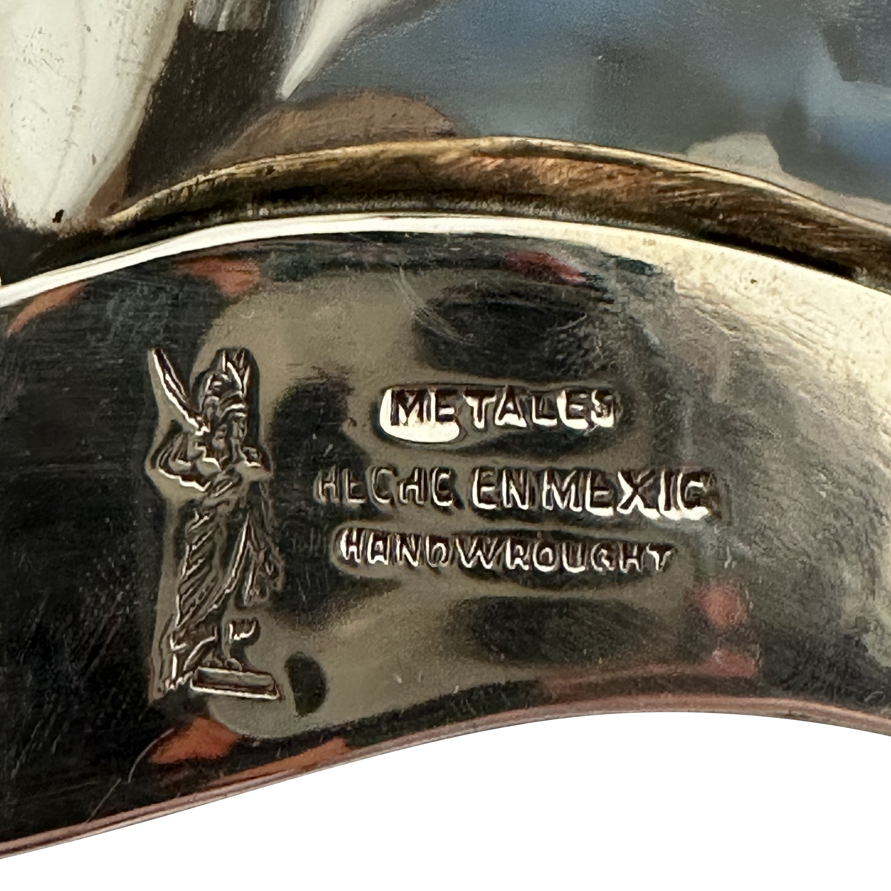 Los Castillo Silver Plated Wrought Iron Fish Ashtray with Inlaid Abalone Shell