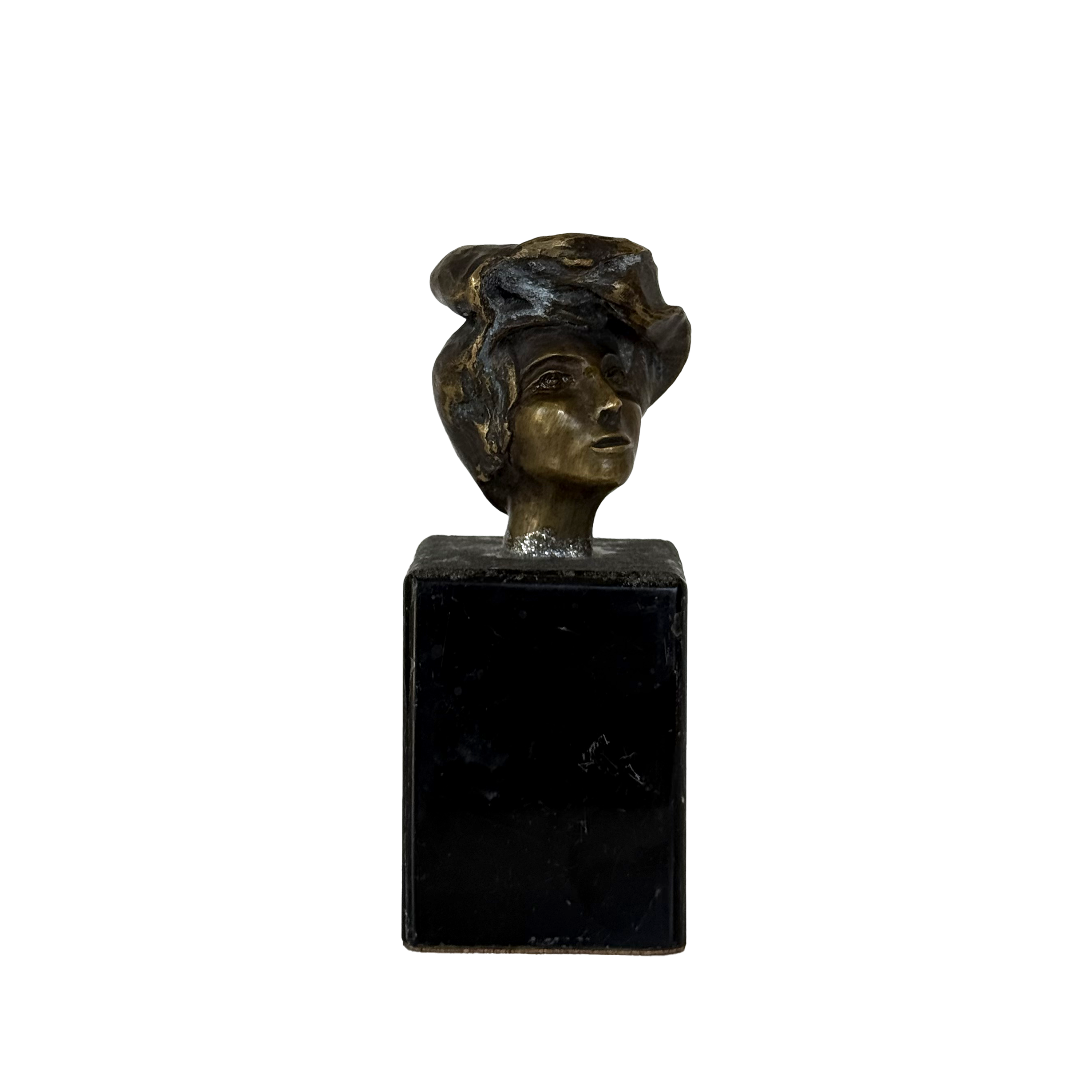 Iron Bust of a Woman with Black Onyx Base