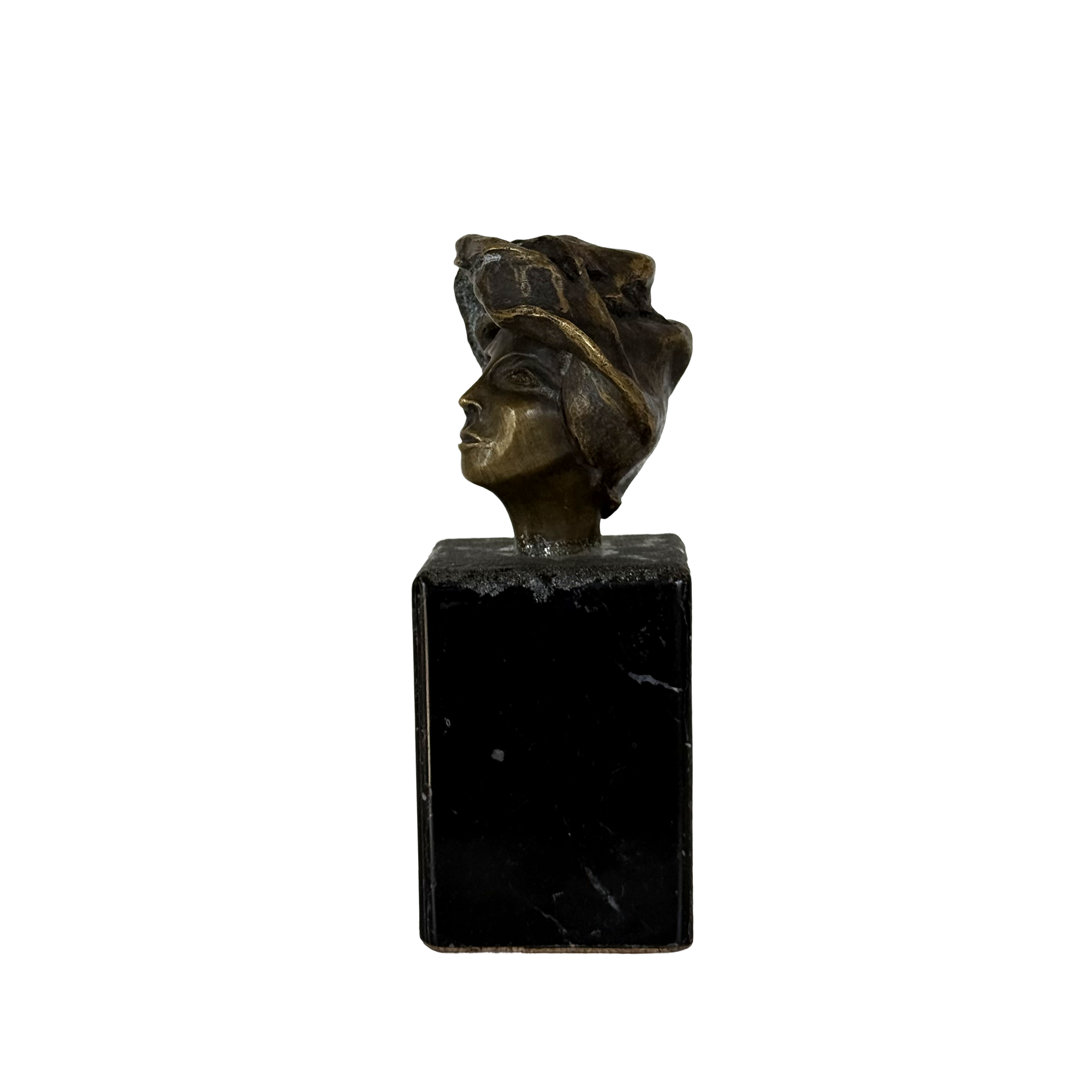 Iron Bust of a Woman with Black Onyx Base