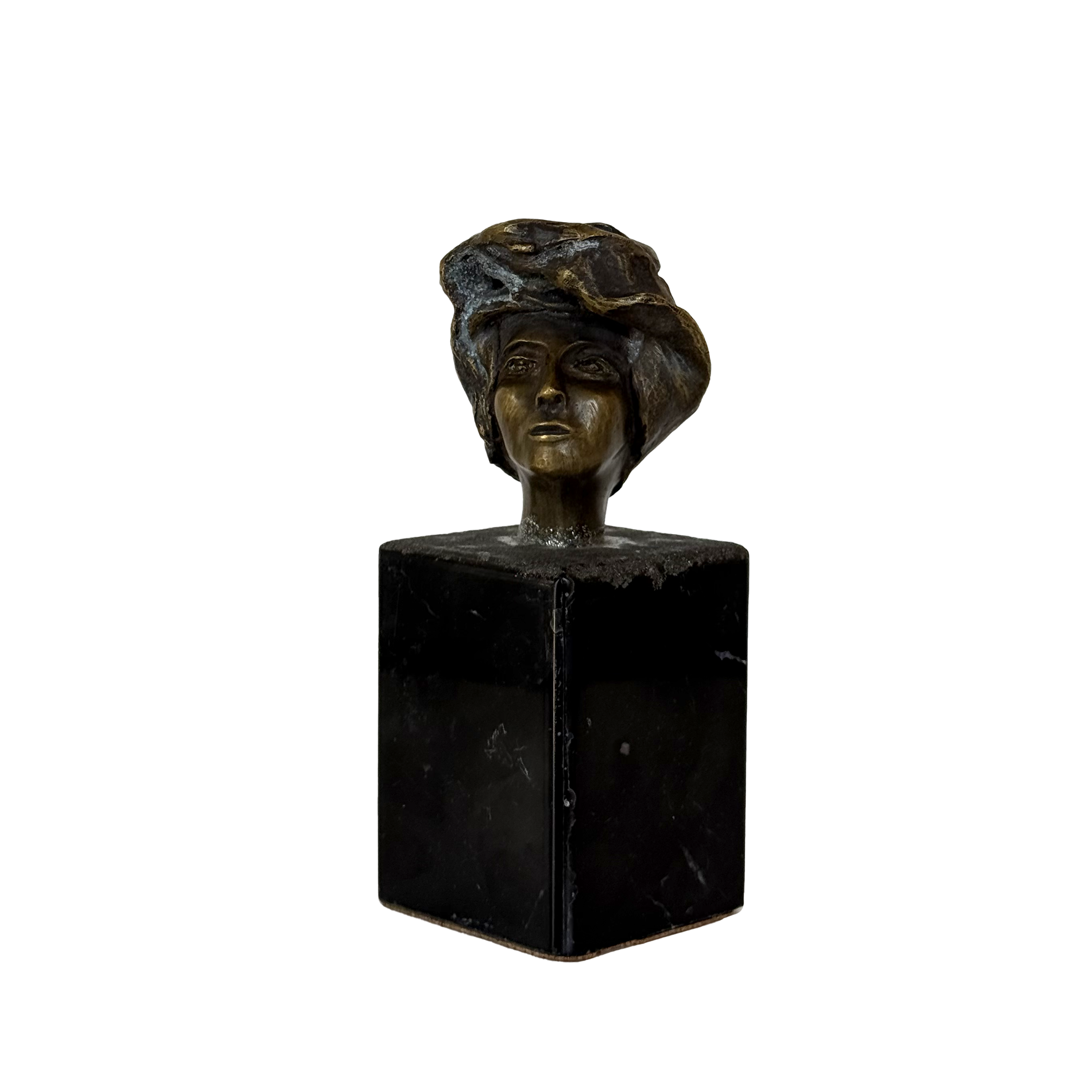 Iron Bust of a Woman with Black Onyx Base