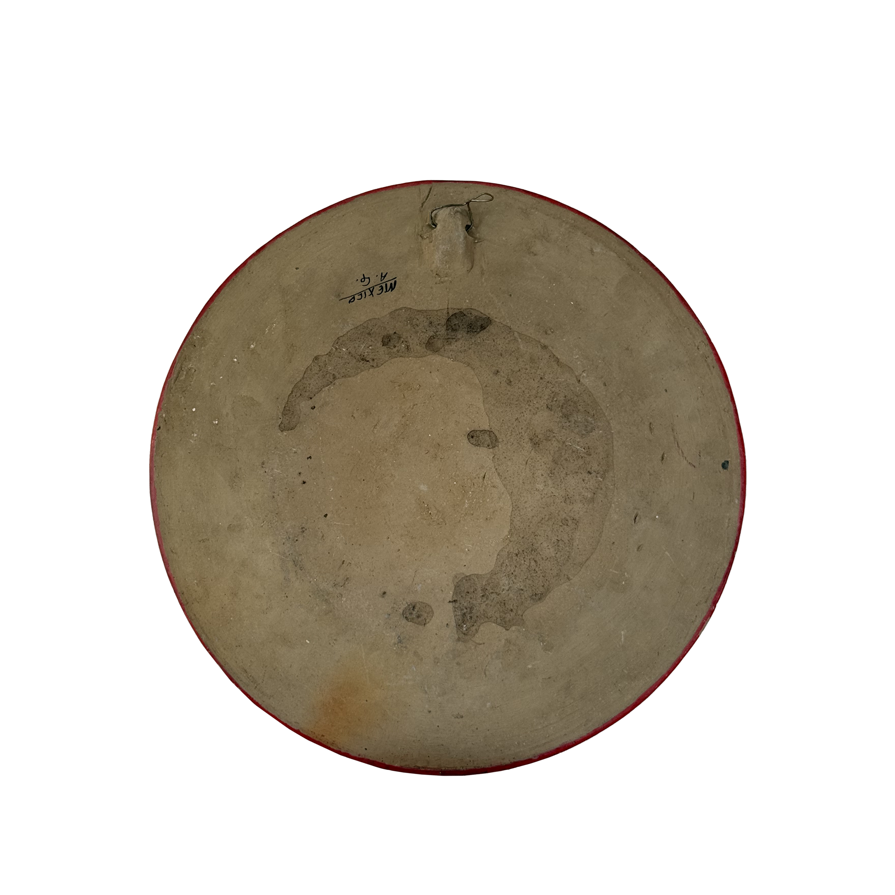Hand Painted Clay Plate with Bird and Landscape Motif