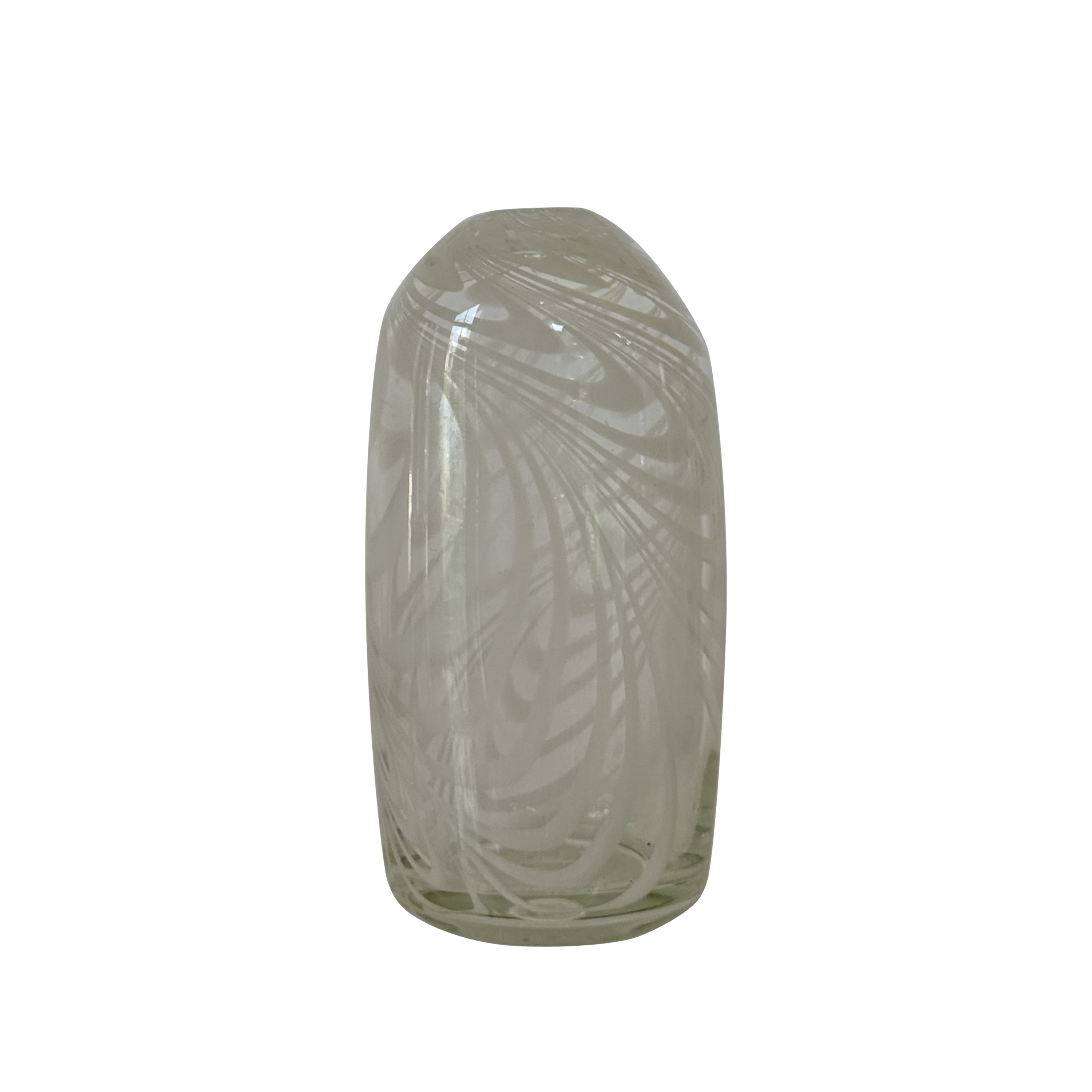 Murano Style Hand Blown Glass Vase with White Ribbon Accent