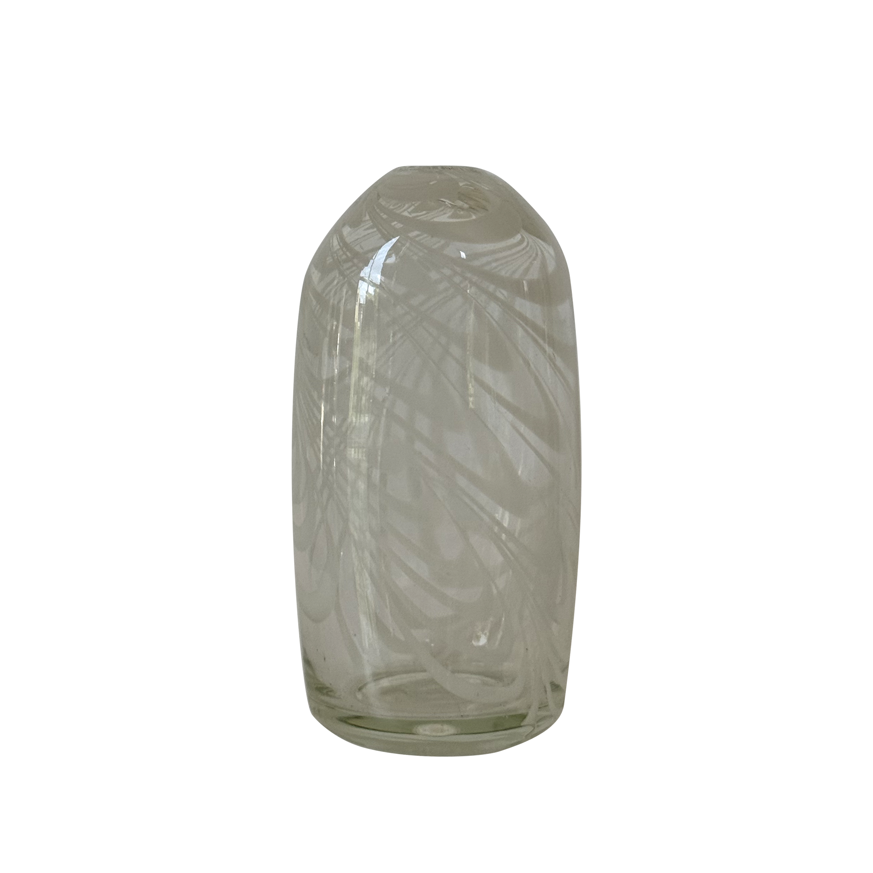Murano Style Hand Blown Glass Vase with White Ribbon Accent