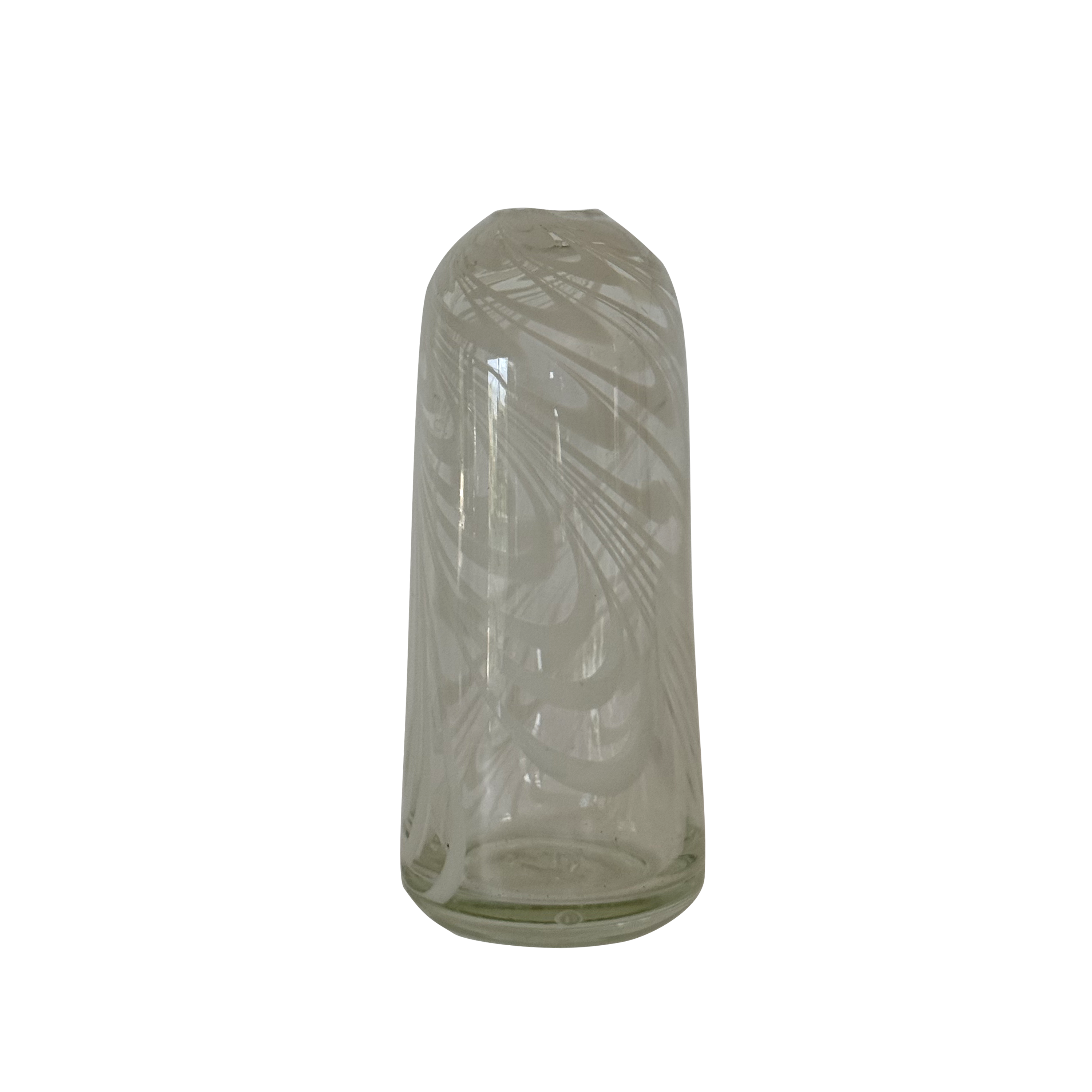 Murano Style Hand Blown Glass Vase with White Ribbon Accent