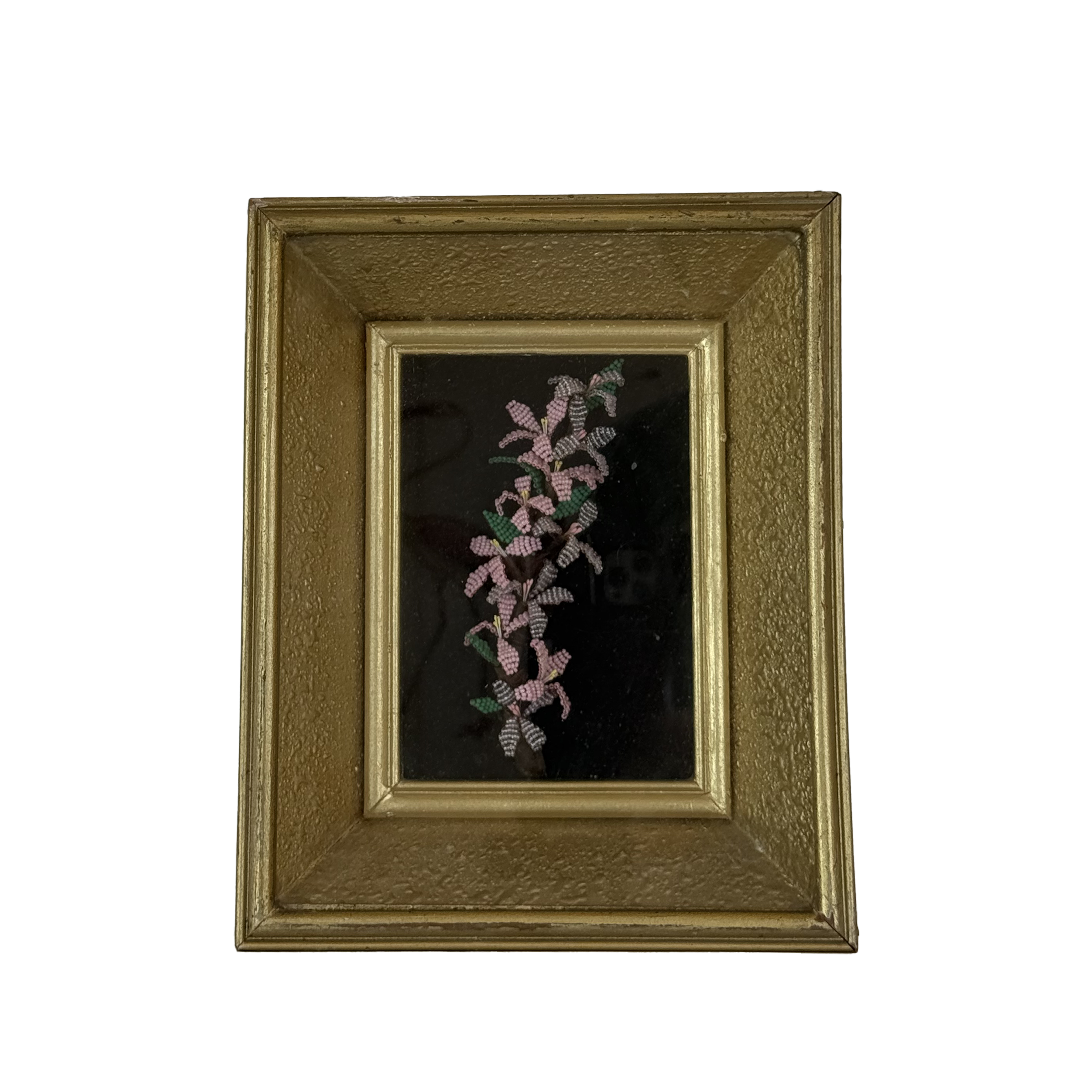 Shadow Box with Hand Beaded Huichol Lilies