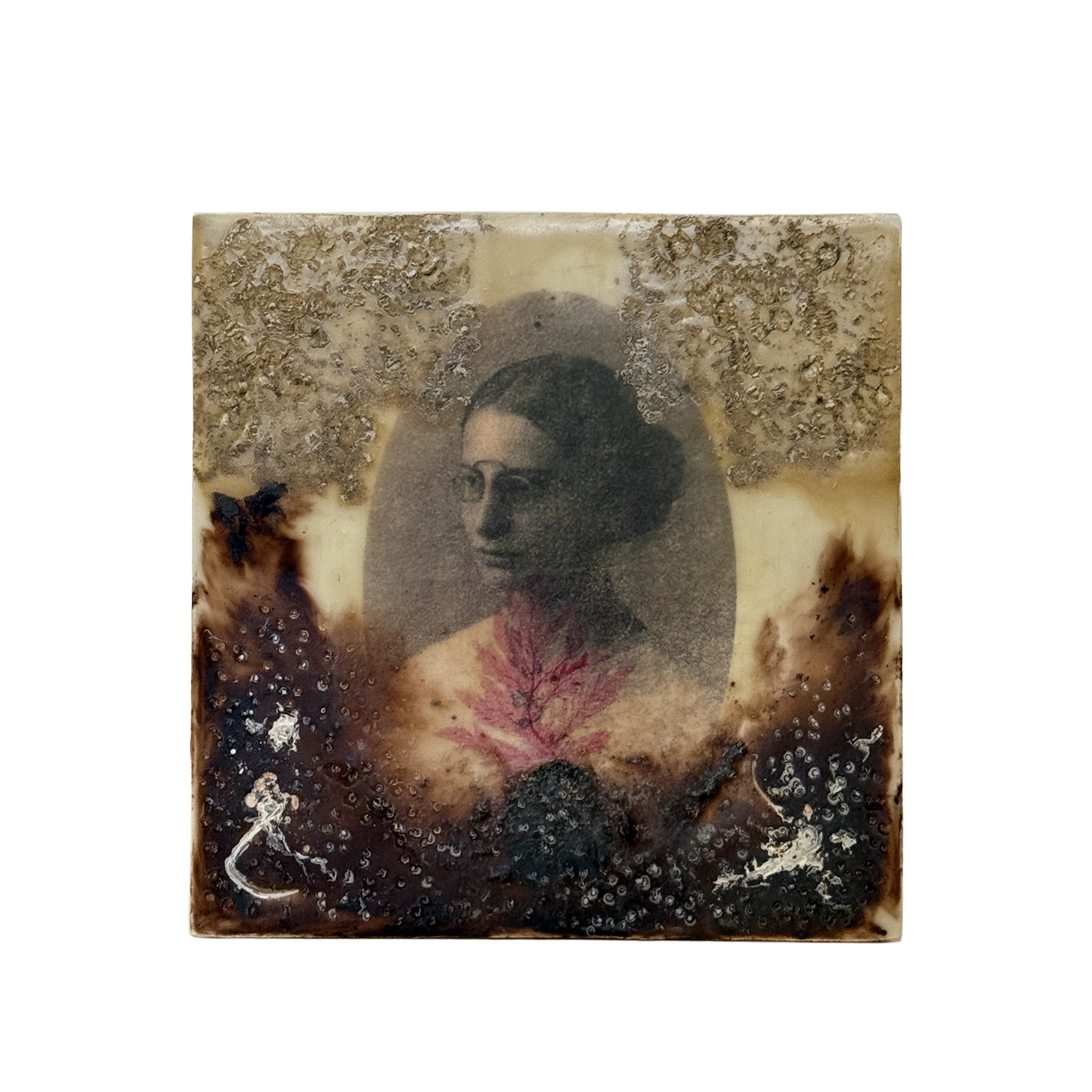 Encaustic Collage Entitled "Algae" by Erika Lujano