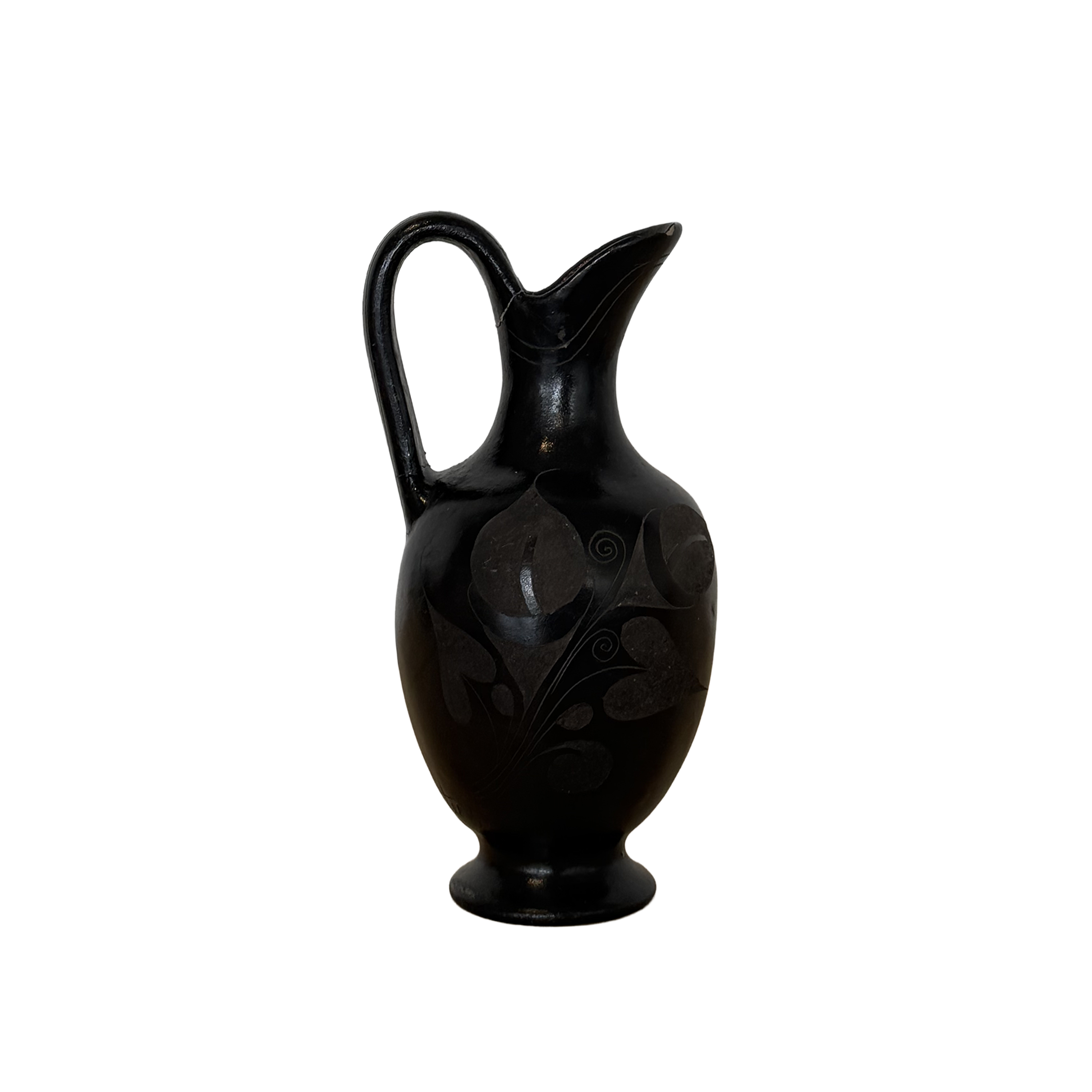 Small Black Clay Pitcher by R. Mateos
