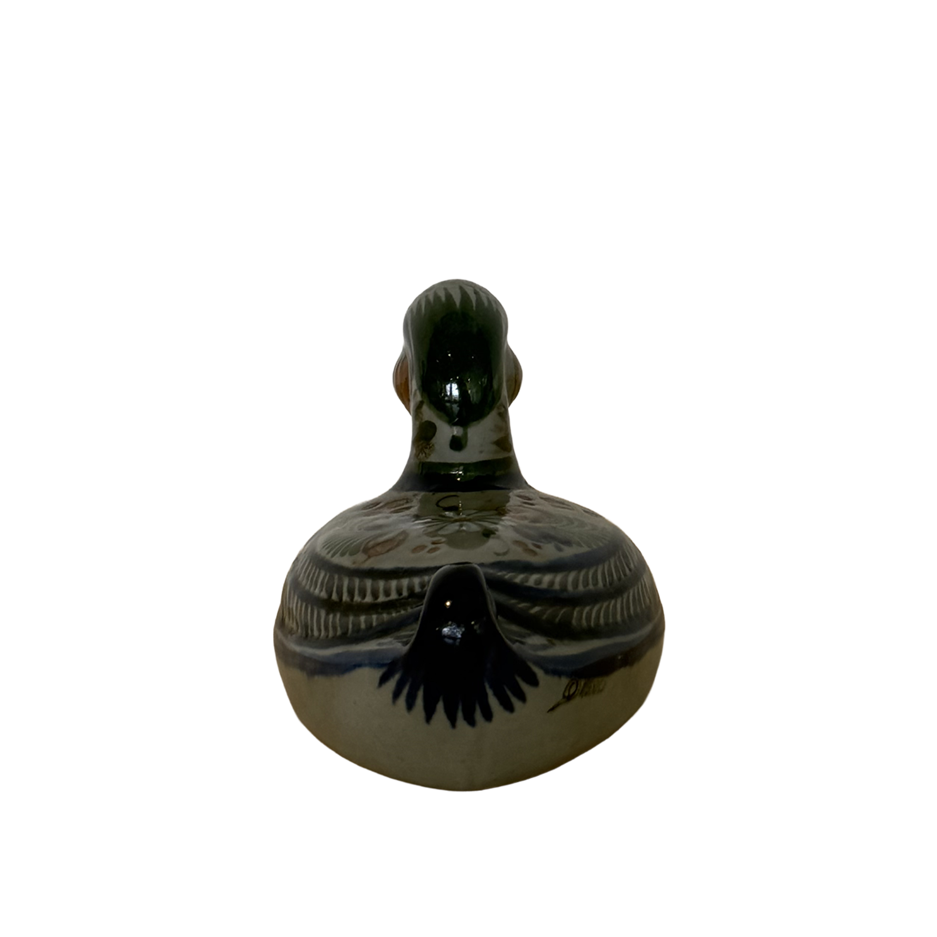 Tonalá Ceramic Duck with White & Orange Flowers