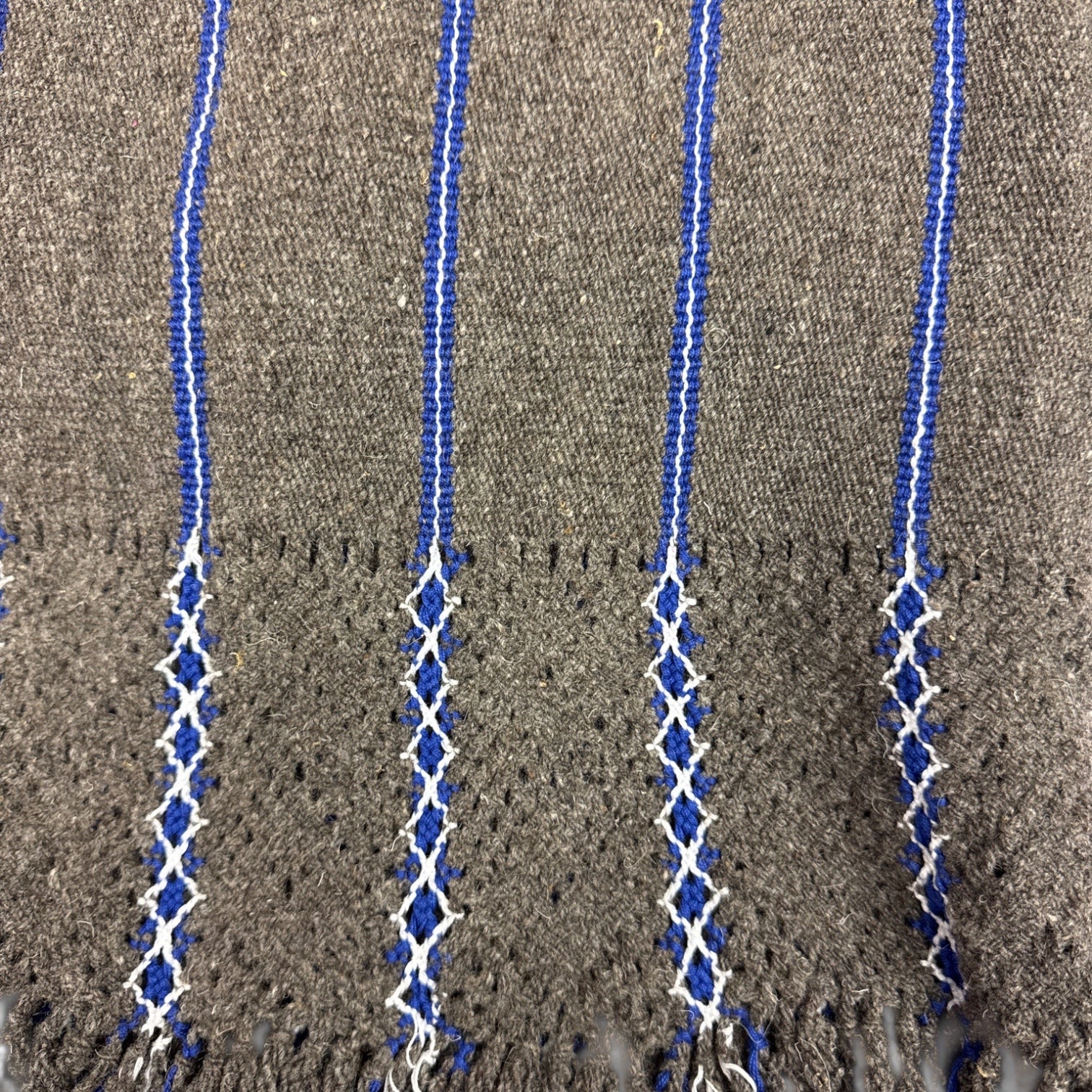 Gray and Blue Wool Bed Scarf (First Place Award)