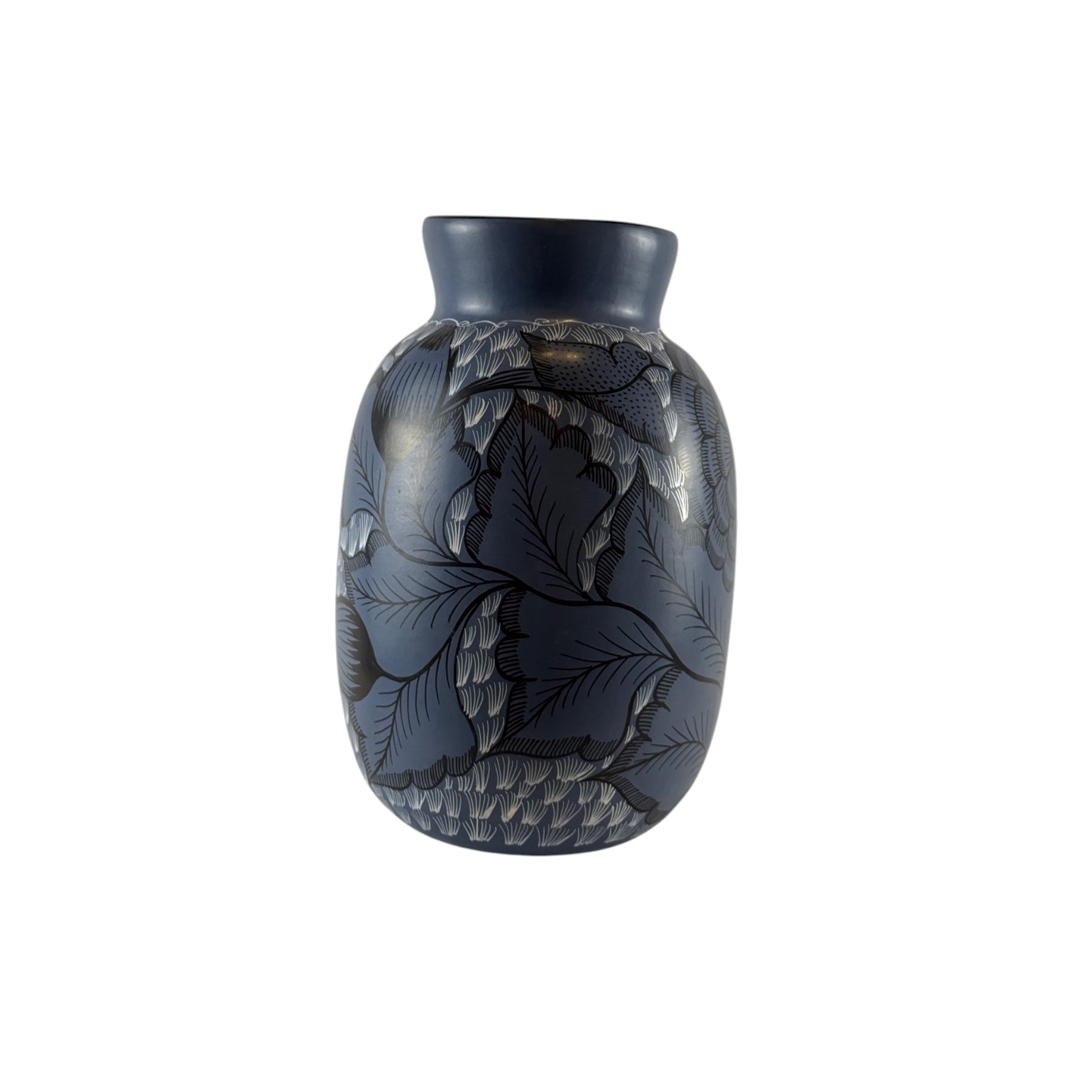 Huancito Clay Blue Vase with Large Flower
