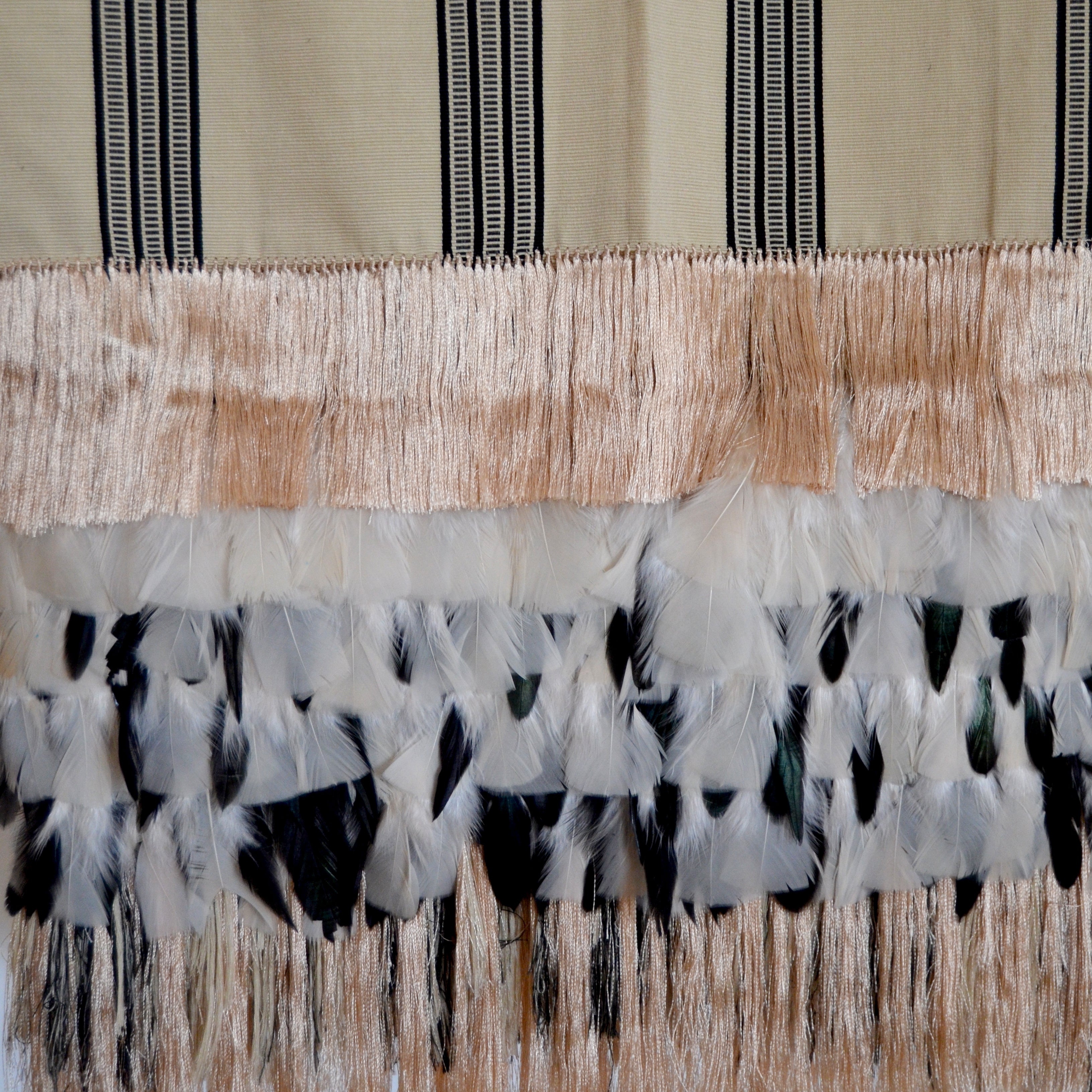 Feather Rebozo — Ivory / Charcoal / Camel