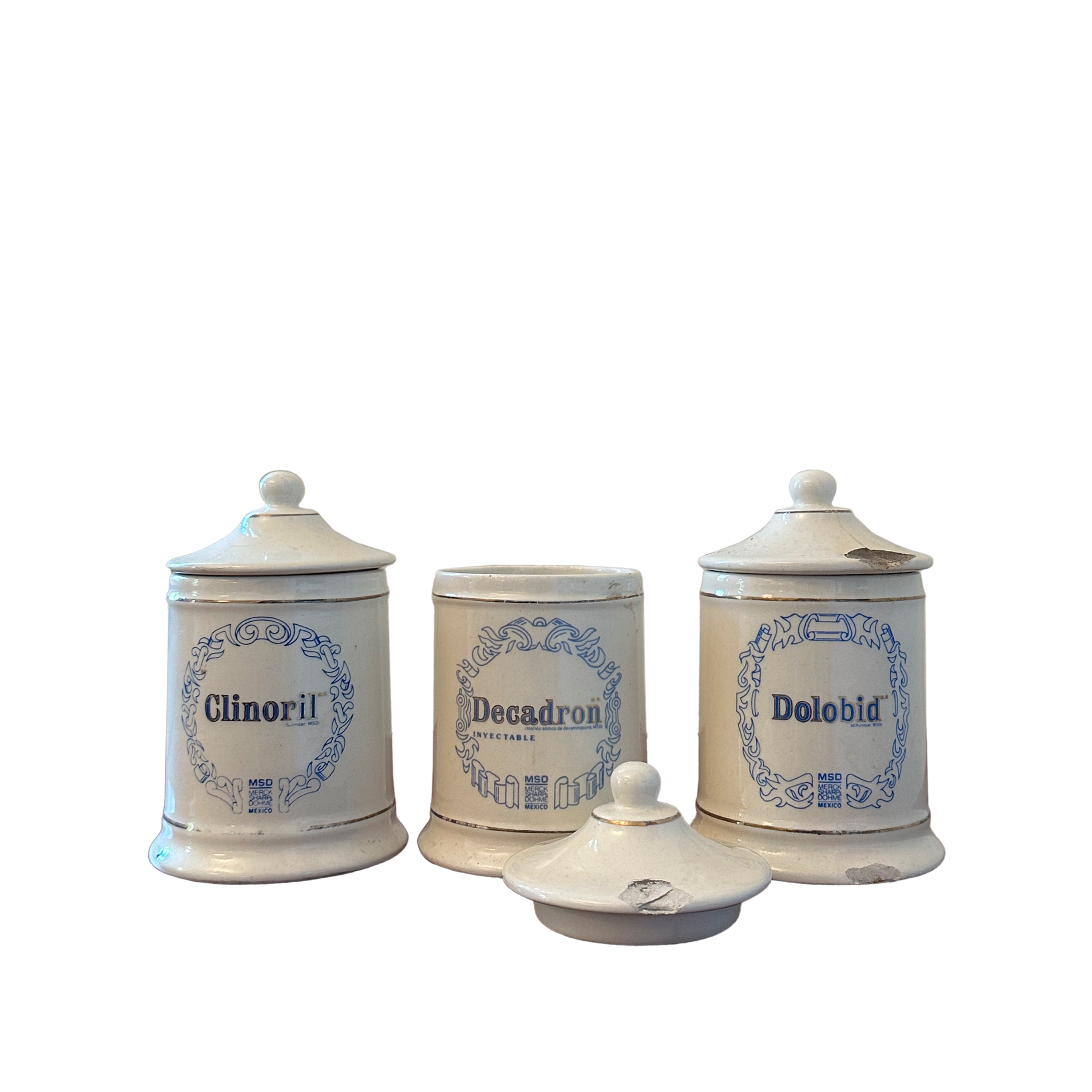 Vintage Ceramic Apothecary Jars (Sold as Set)