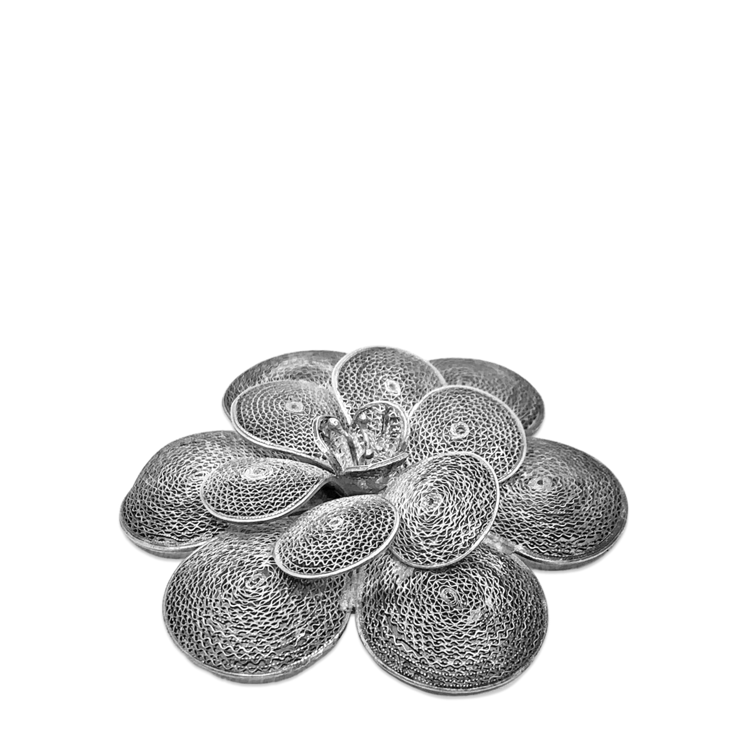 Silver Filigree Flor de Mayo Brooch. C. 1960's