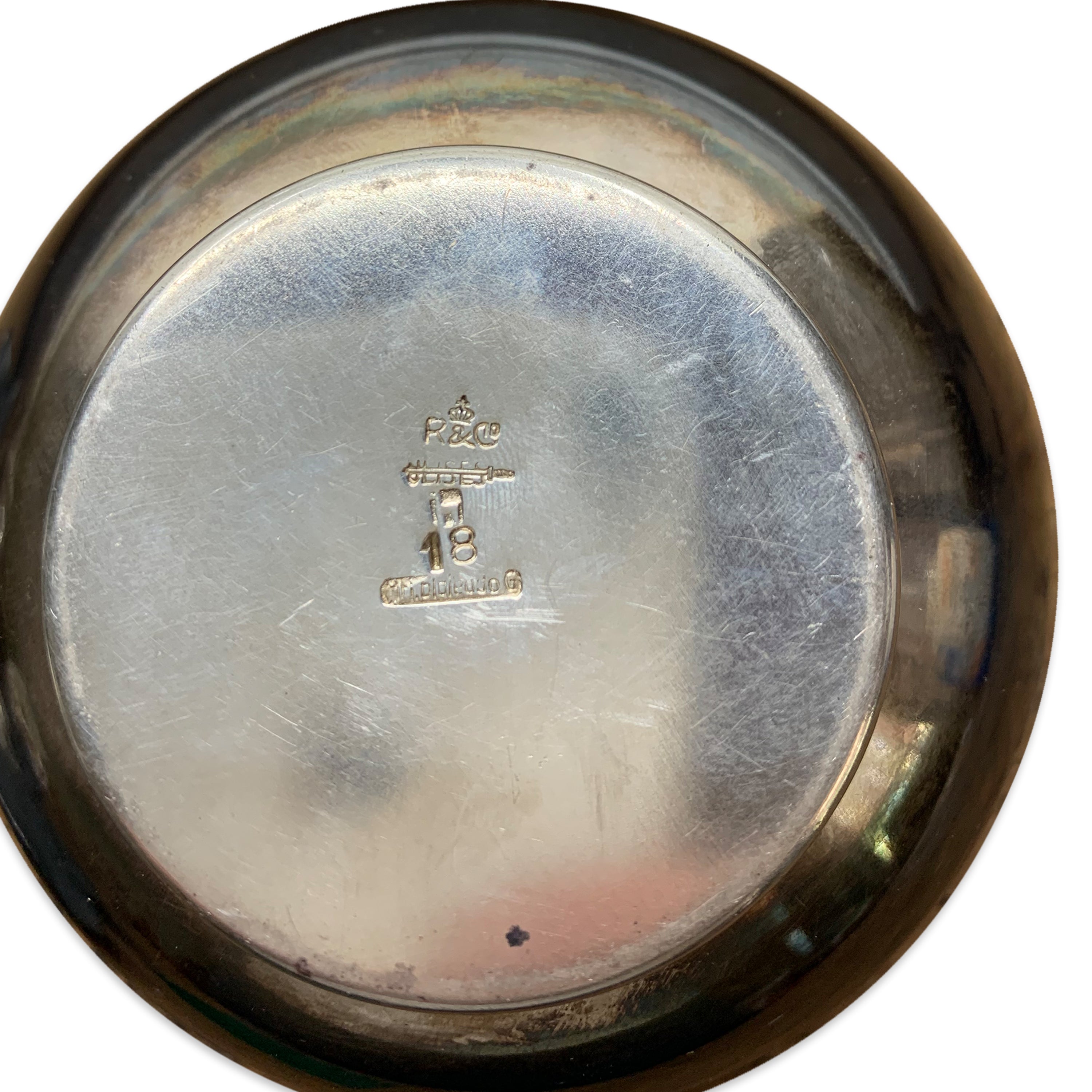 Vintage Silver Plated Apple Caviar Service with Glass Lining and Petal Base
