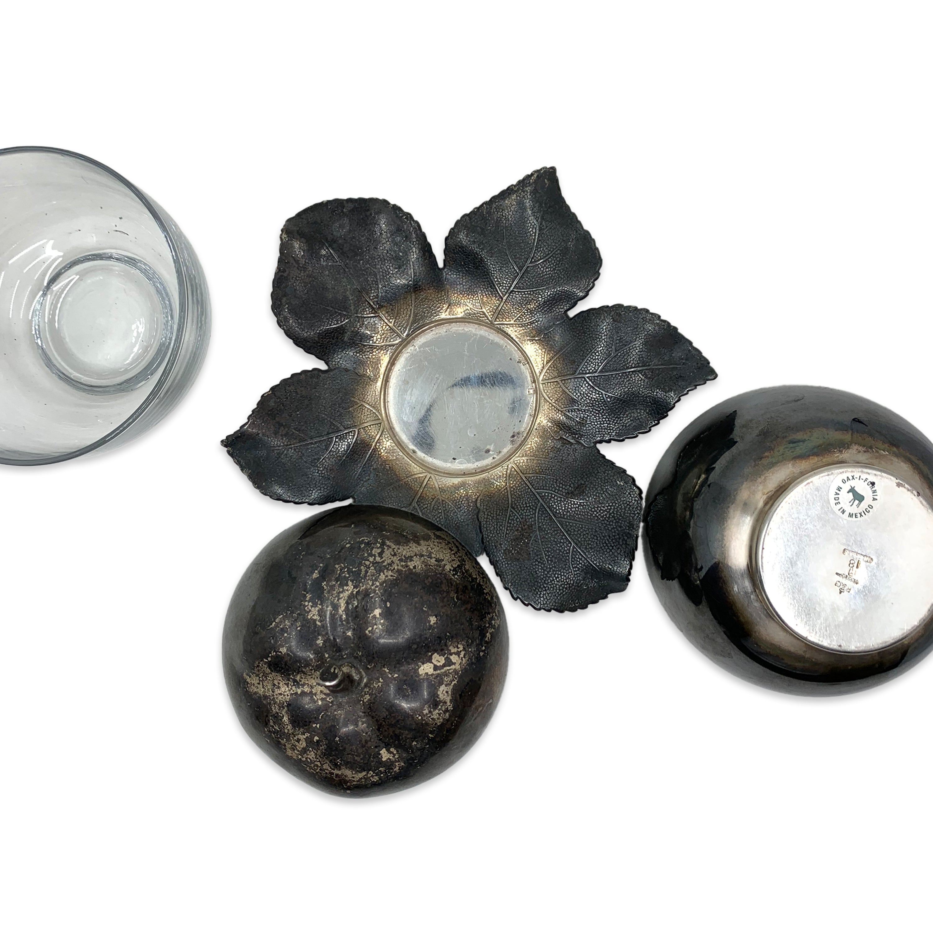 Vintage Silver Plated Apple Caviar Service with Glass Lining and Petal Base