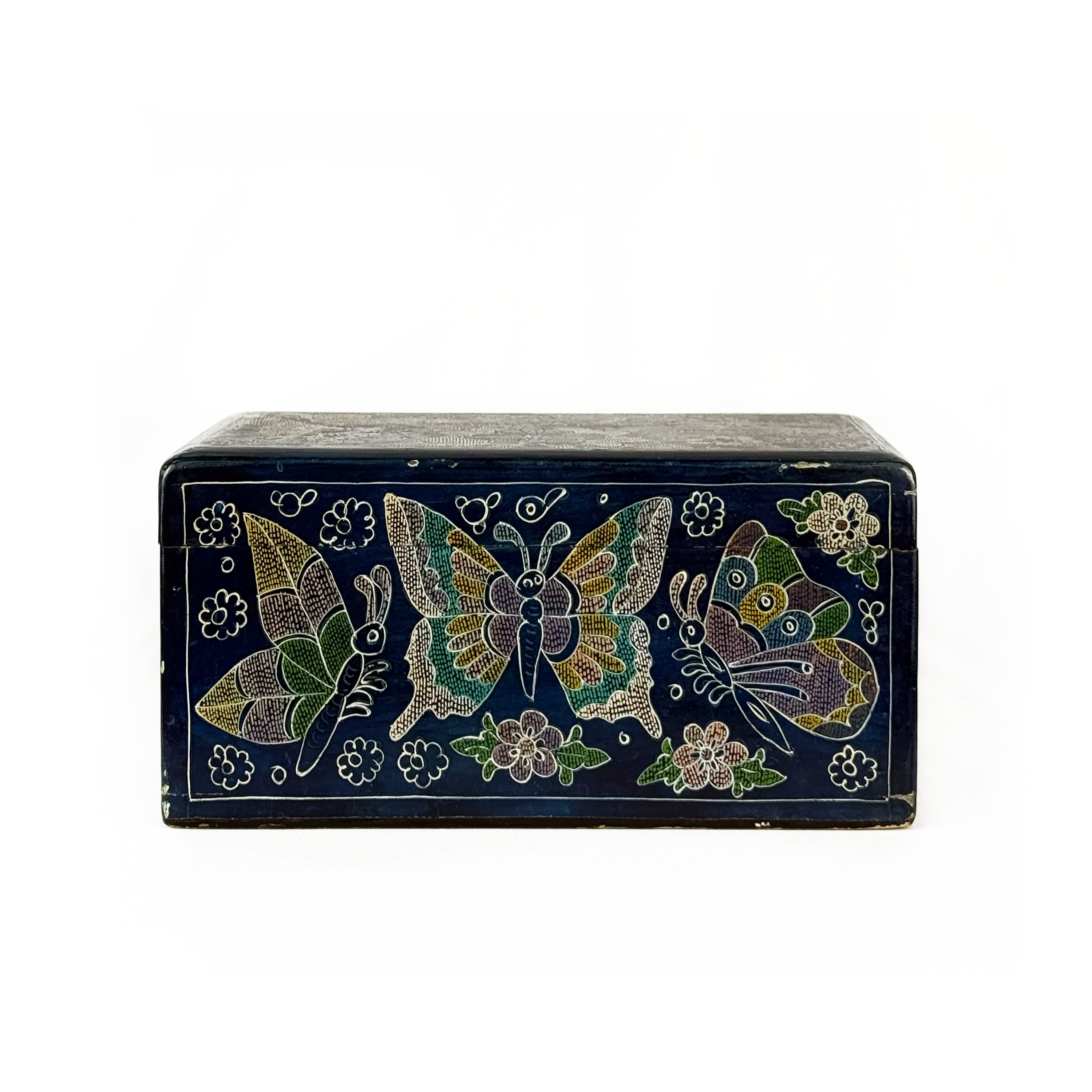 Polychrome Olinalá Box with Butterflies