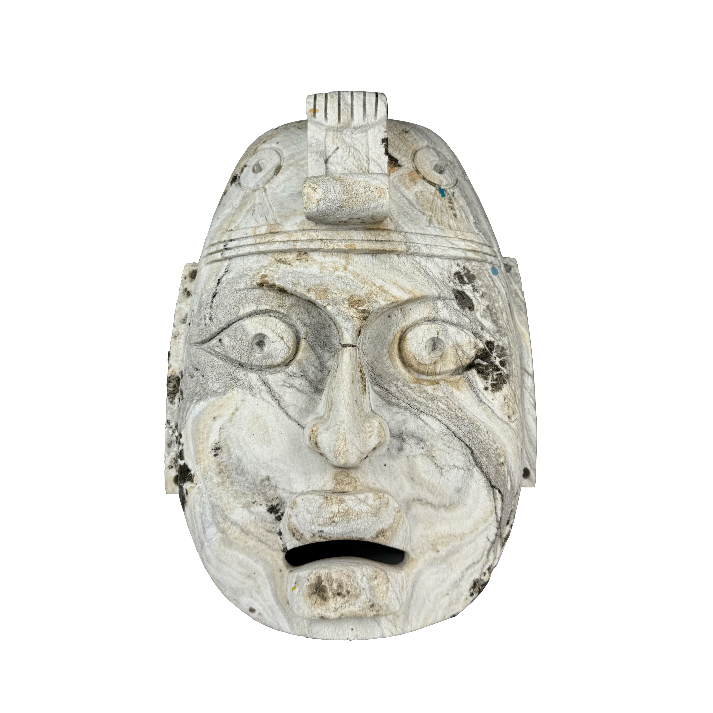 White Marble Aztec Burial Mask c. 1970s