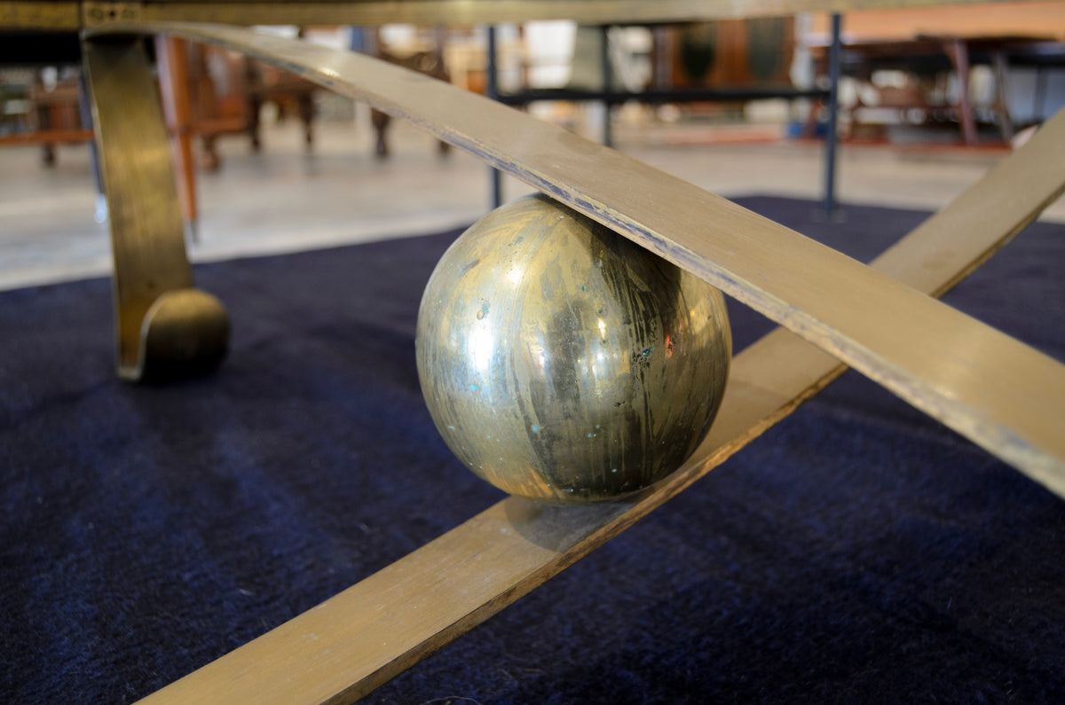 Bronze ball cocktail table from the 1950s by Arturo Pani, vintage furniture piece with a sleek, rounded design.