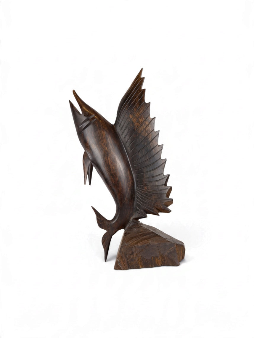 Sonoran Ironwood Swordfish sculpture by Embajada Vintage, a detailed wooden home decor piece featuring a swordfish design.