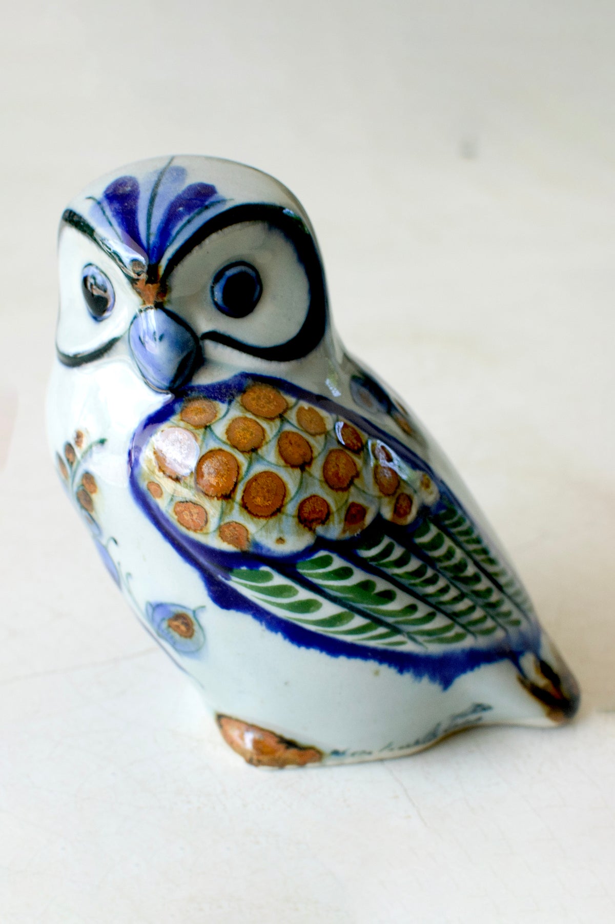 Perched owl figurine from El Palomar by Embajada Craft, a decorative home decor piece with detailed craftsmanship.
