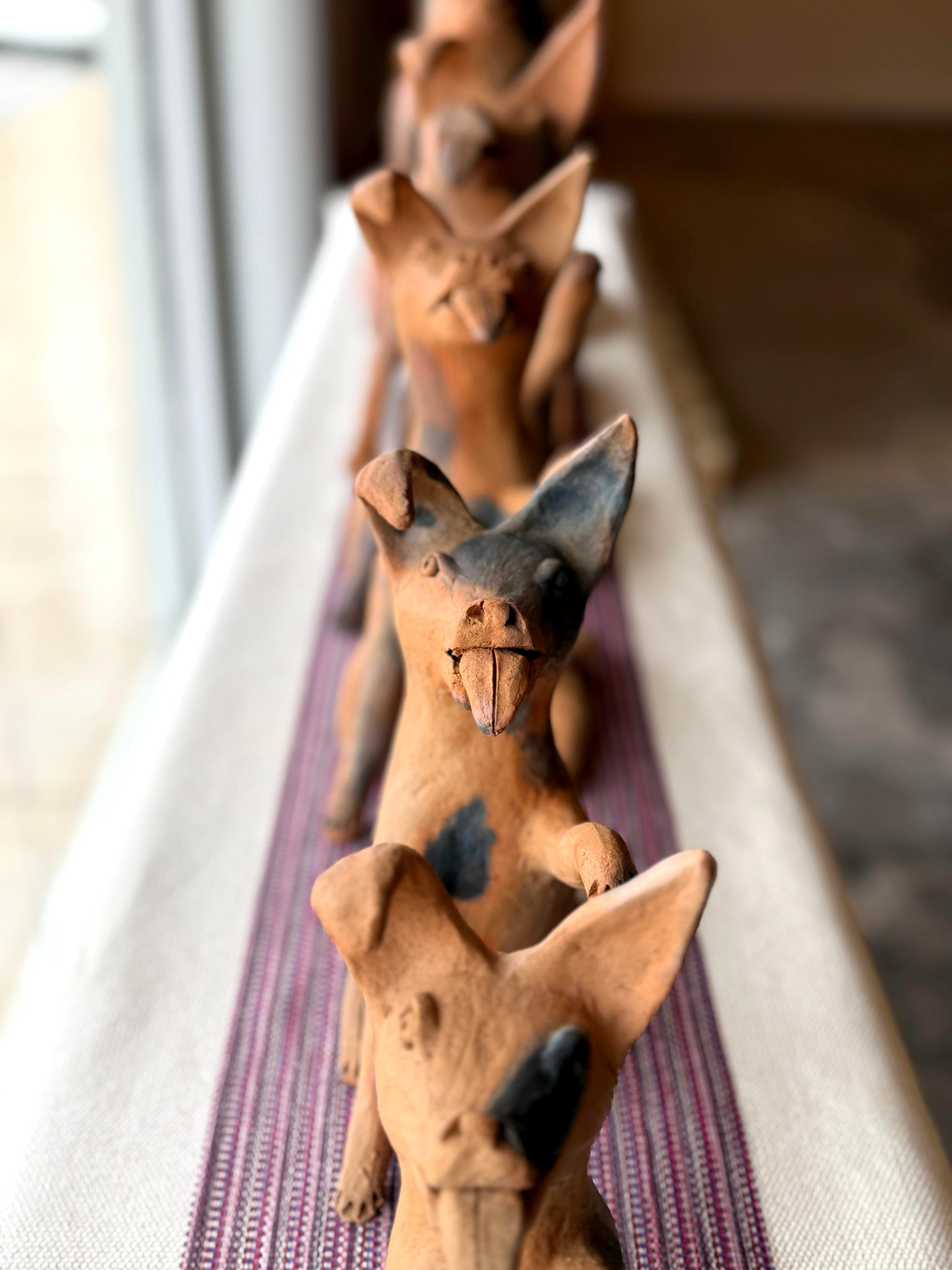 Set of Six Burnished Clay Xoloitzcuintles from Zipiajo