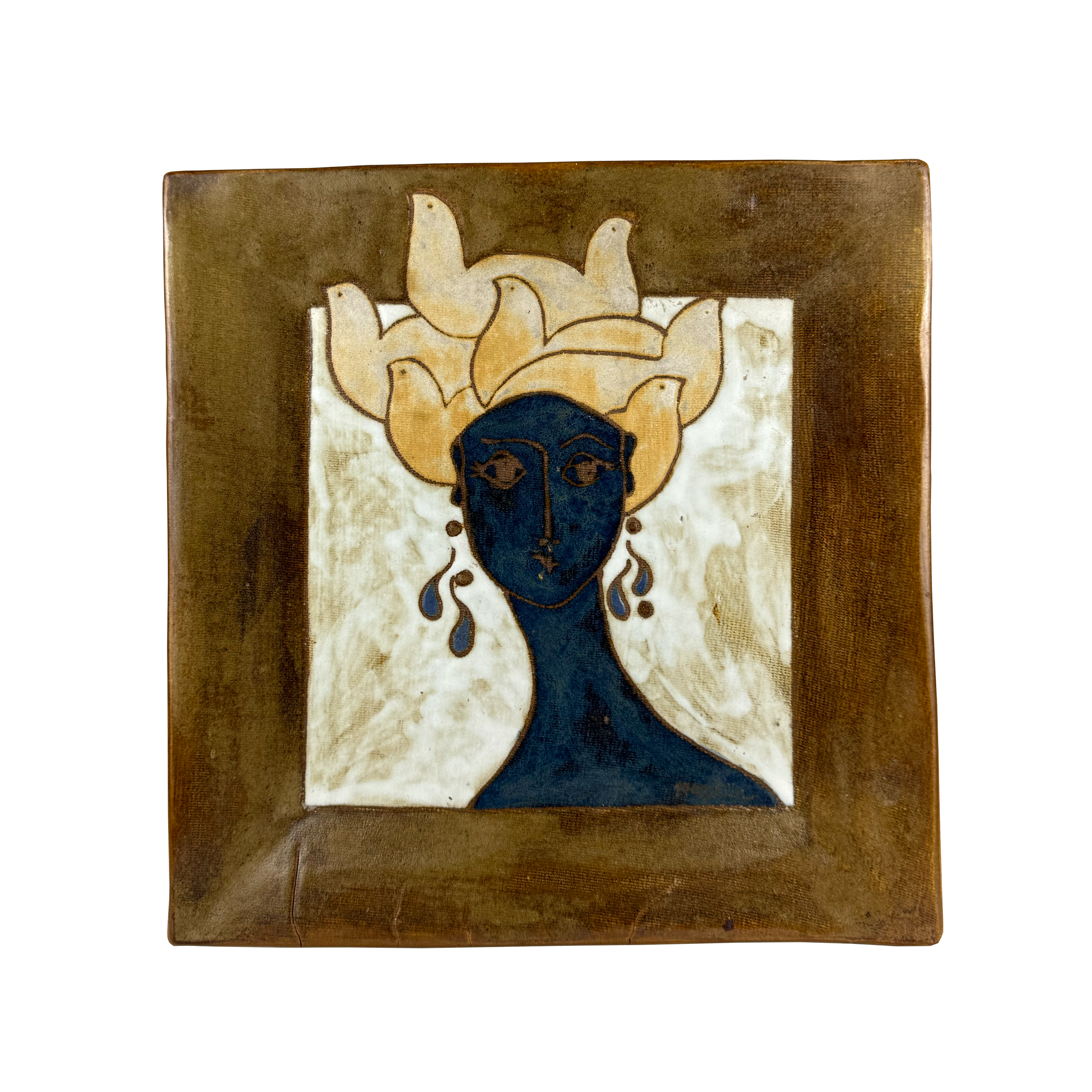Figure with Doves Ceramic Square Plate
