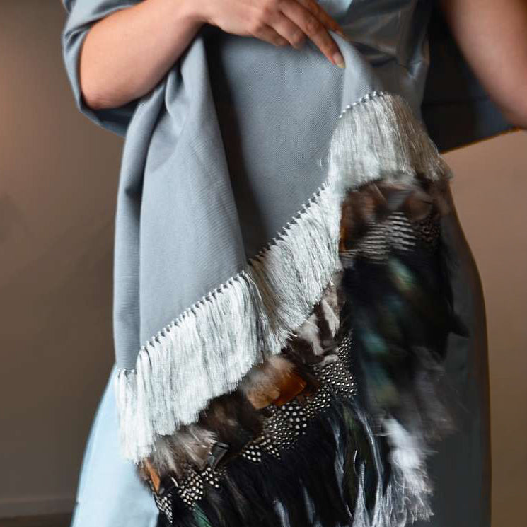 Feather Rebozo — Ash / Stone / Iridescent