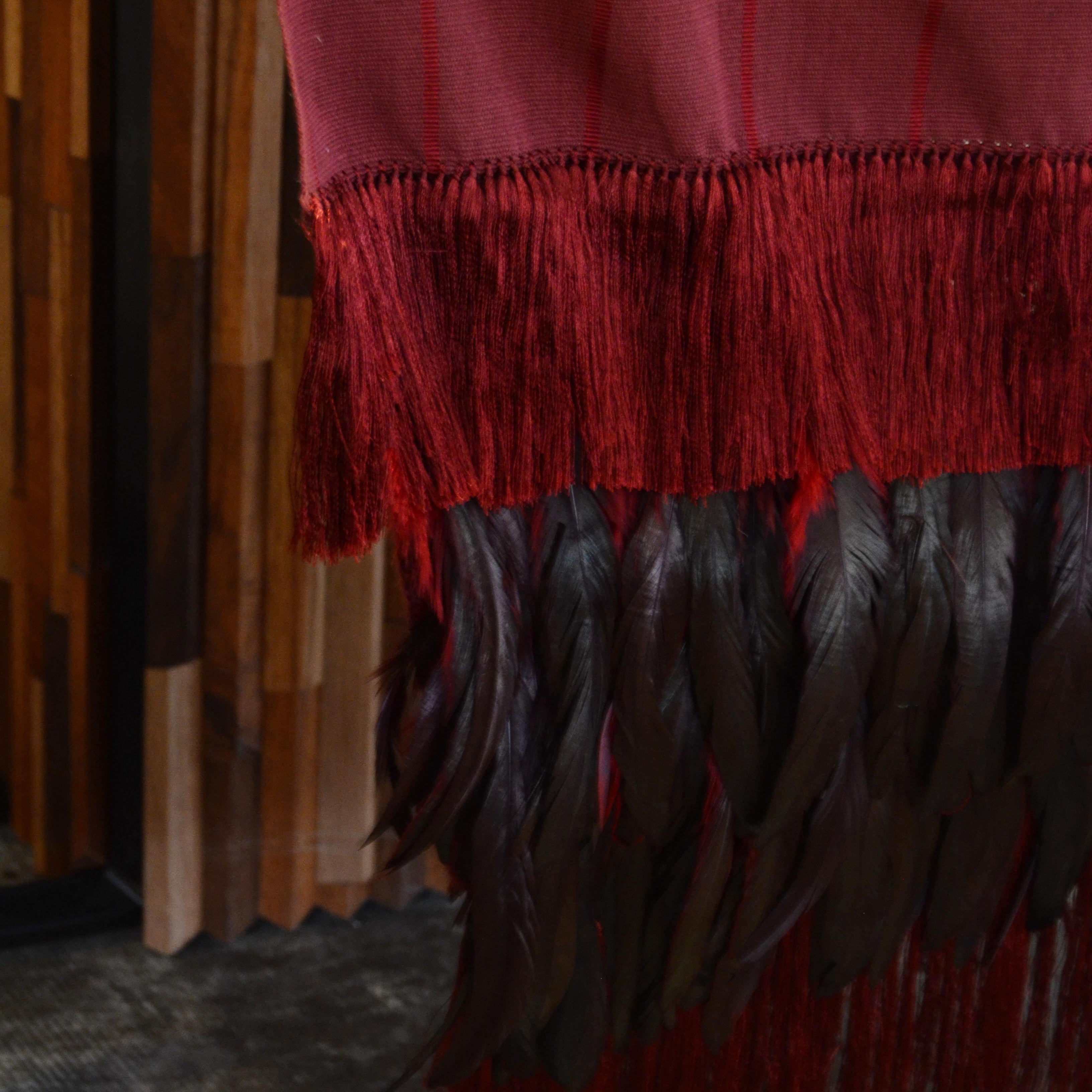 Feather Rebozo — Crimson / Red / Black