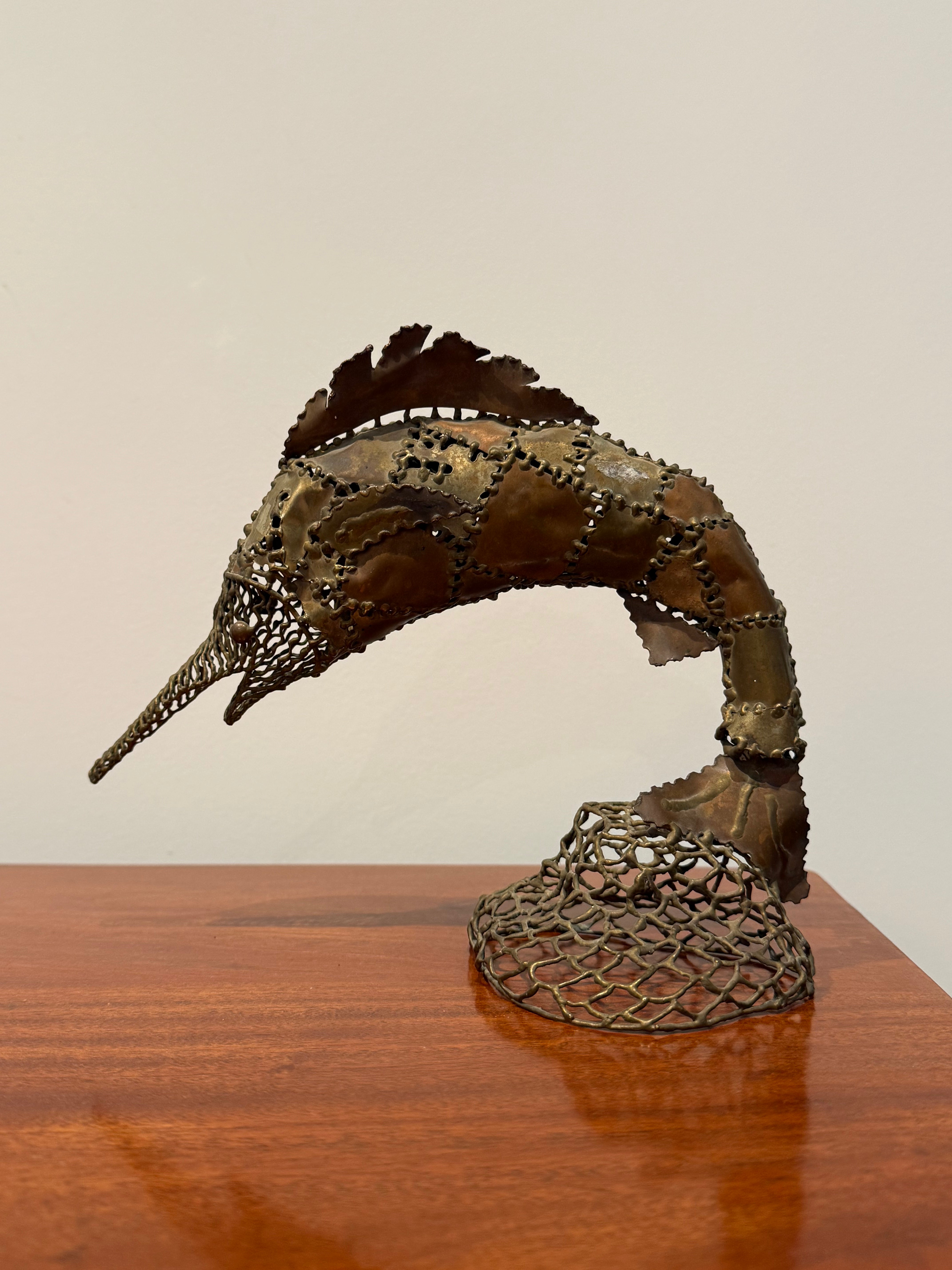 Vintage Mixed Metal Wire Swordfish Sculpture