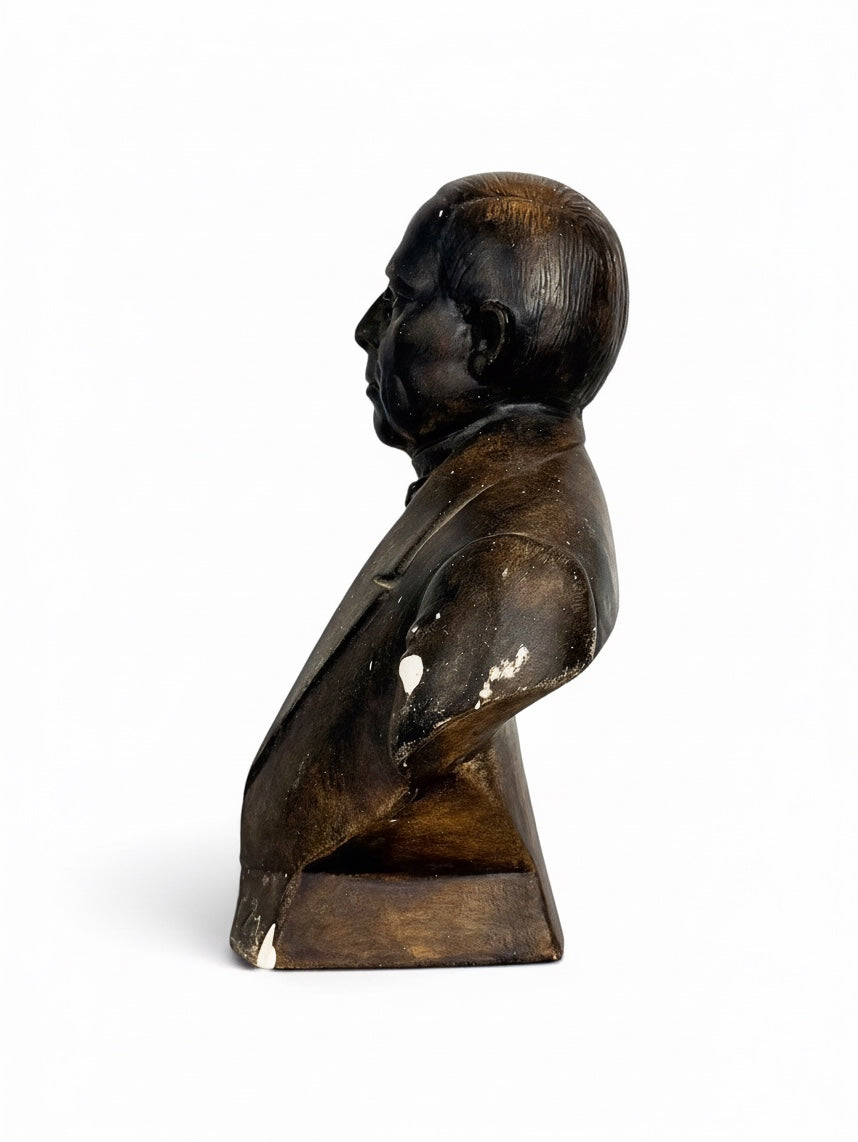 Plaster bust of Benito Juarez, vintage home decor piece from Oaxaca, circa 1940s, by Embajada Vintage, detailed and historical.