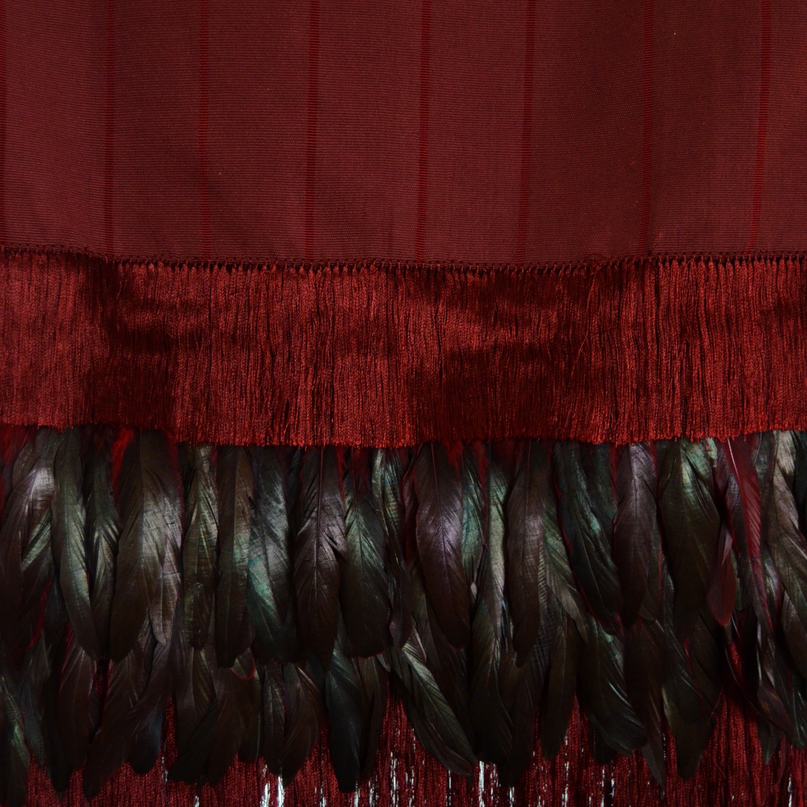 Feather Rebozo — Crimson / Red / Black