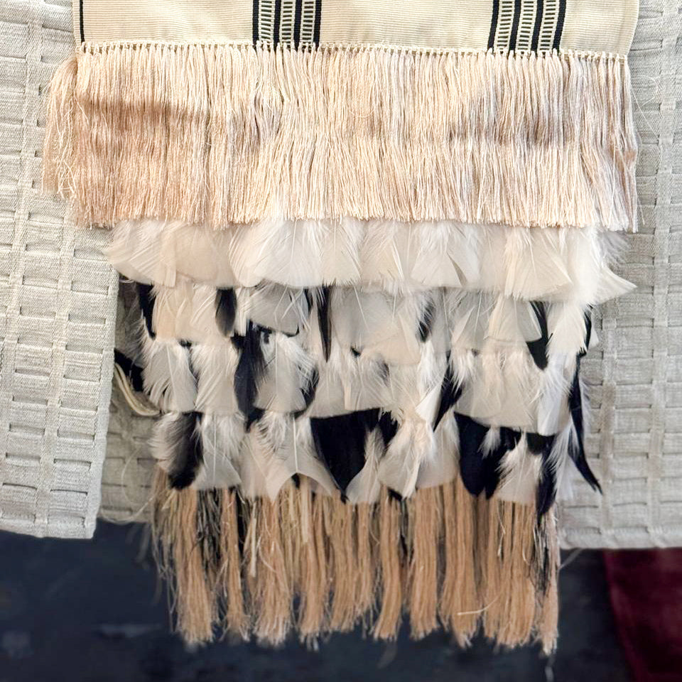 Feather Rebozo — Ivory / Charcoal / Camel
