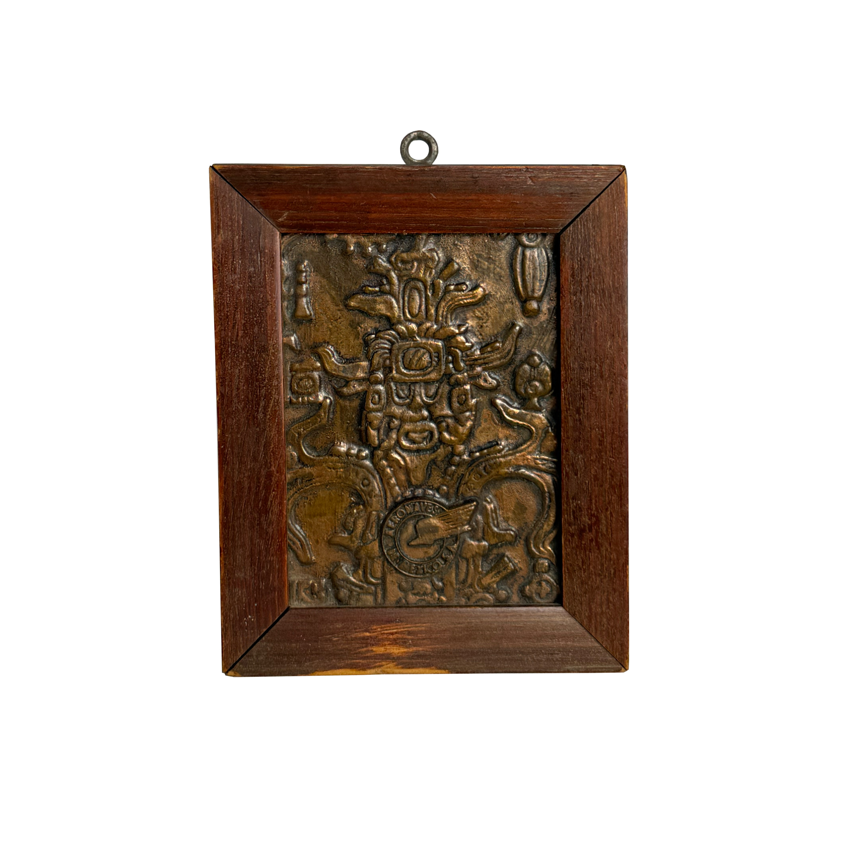 Aeronaves de Mexico Engraving in Copper and Wood Frame