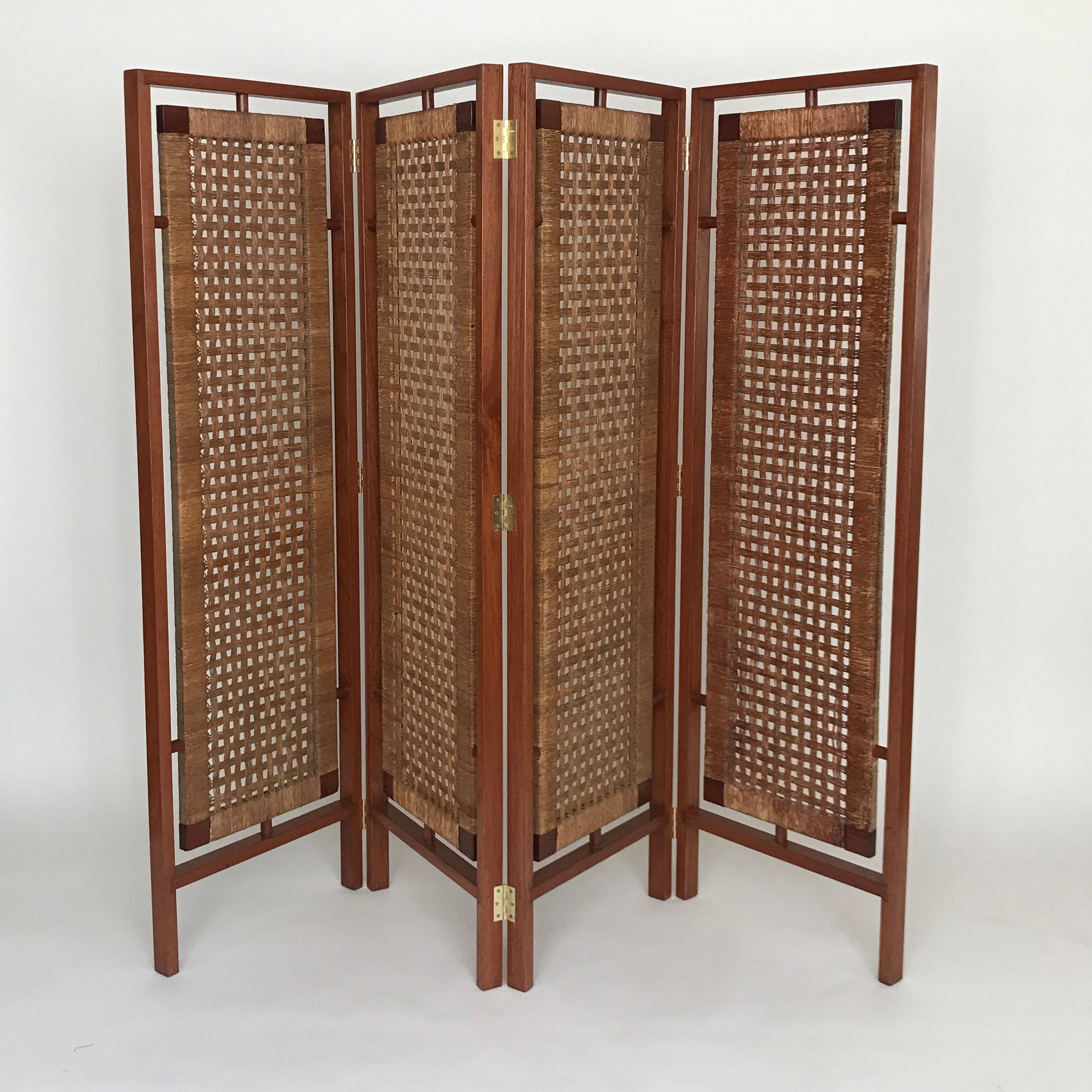 Wood and Rattan Room Divider. C. 1950's