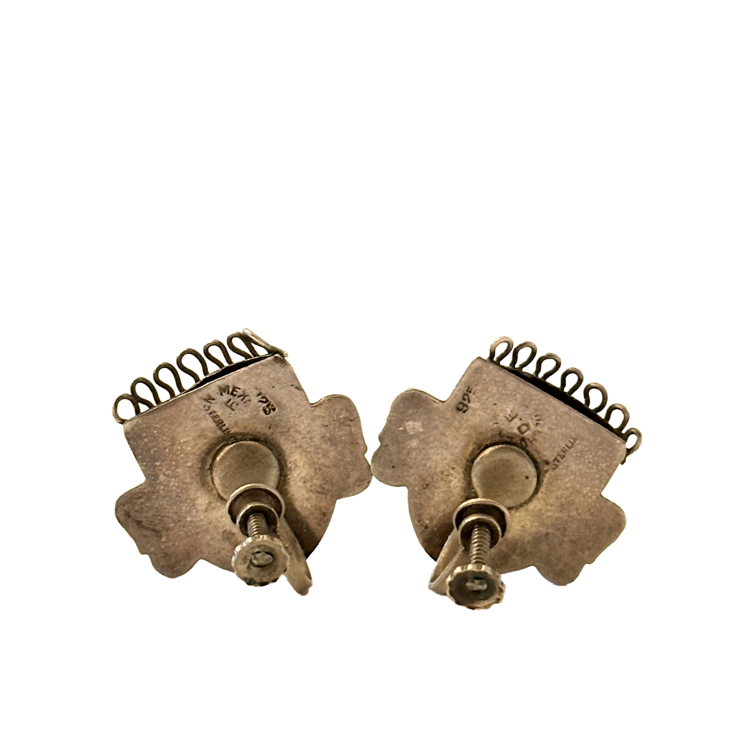 Sterling Silver Screw Back Earrings Depicting Xipe Totec