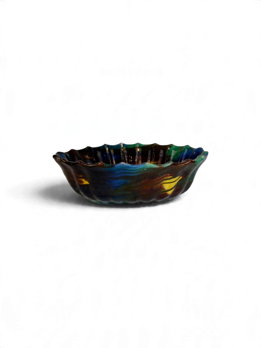 Large Oaxacan Chorreado Bowl No. 1 by Embajada Vintage, vibrant handcrafted ceramic tableware with colorful drip glaze design.