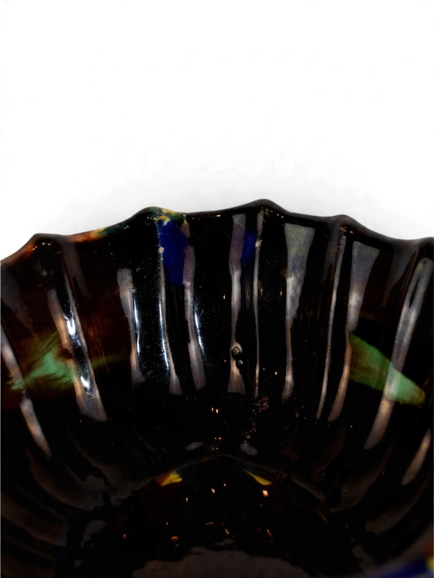 Large Oaxacan Chorreado Bowl No. 2 by Embajada Vintage, a vibrant ceramic tableware piece with colorful speckled glaze.