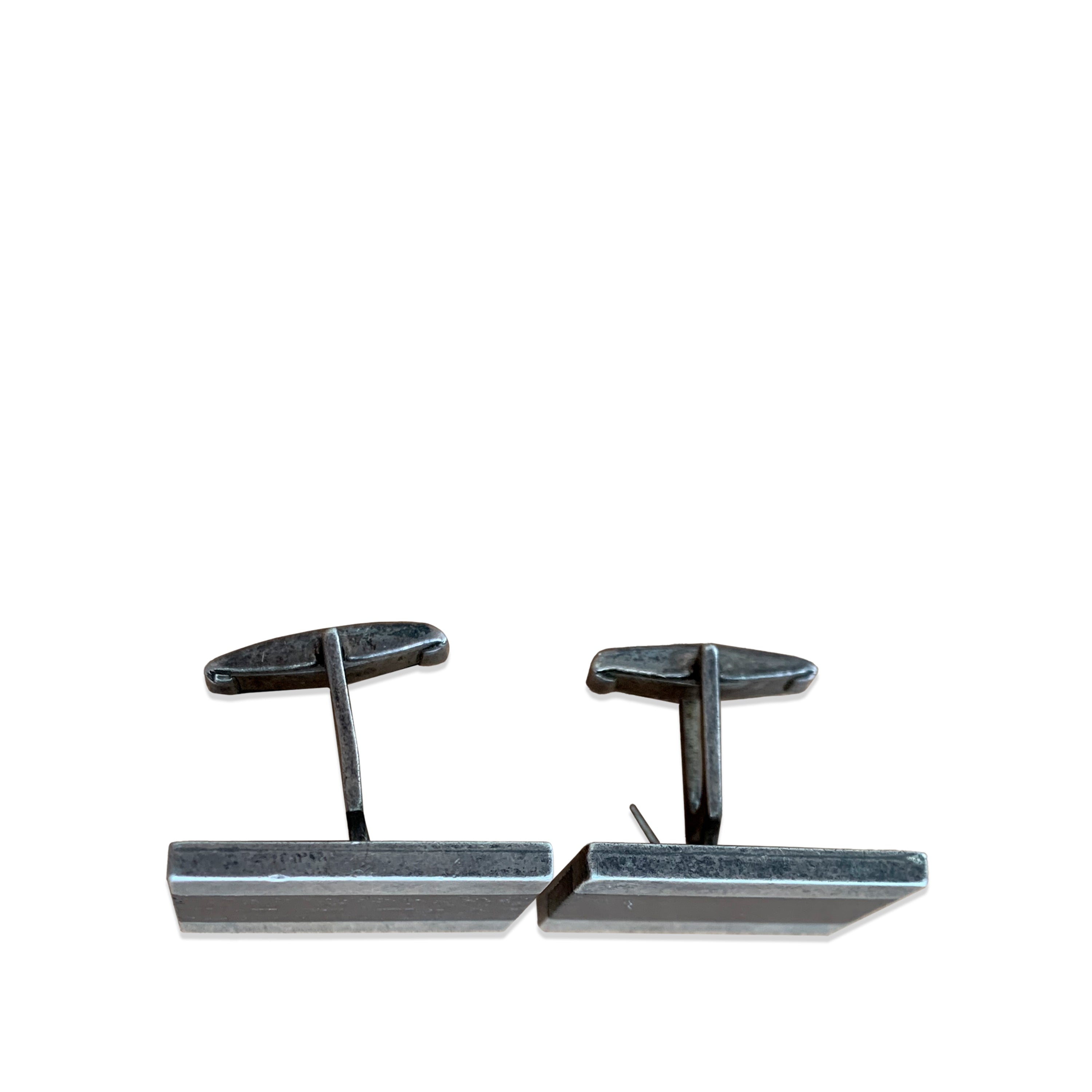 Vintage Cufflinks in Silver with Stripe