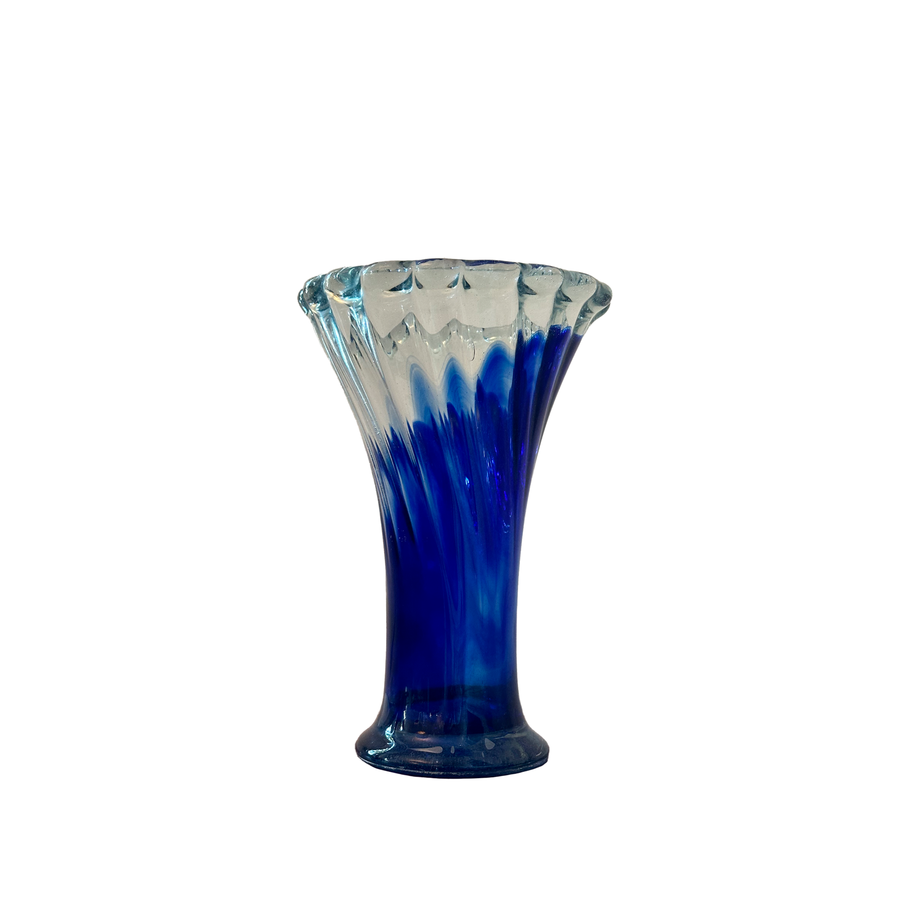 Blue Carnival Glass Flower Vase, Puebla